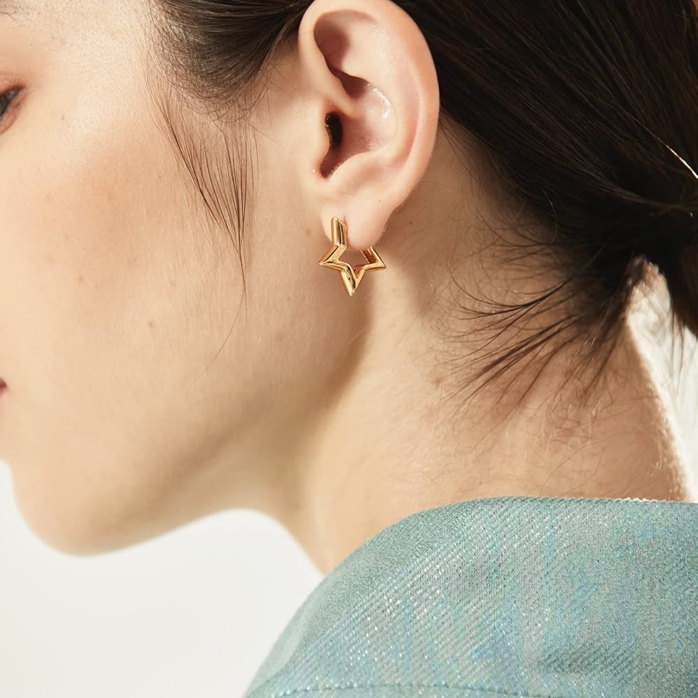 Hollow Star Huggie Hoops Earrings