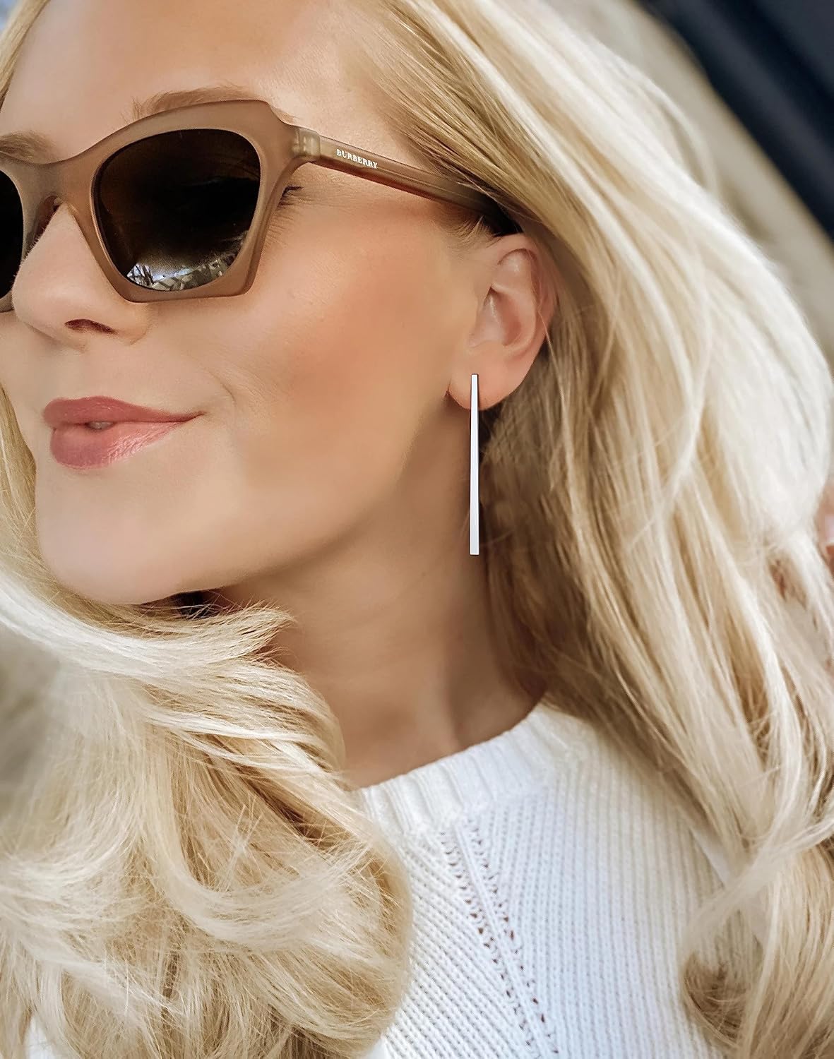 Thin Bar Flat Rectangle Long Chain Drop & Dangle Earring