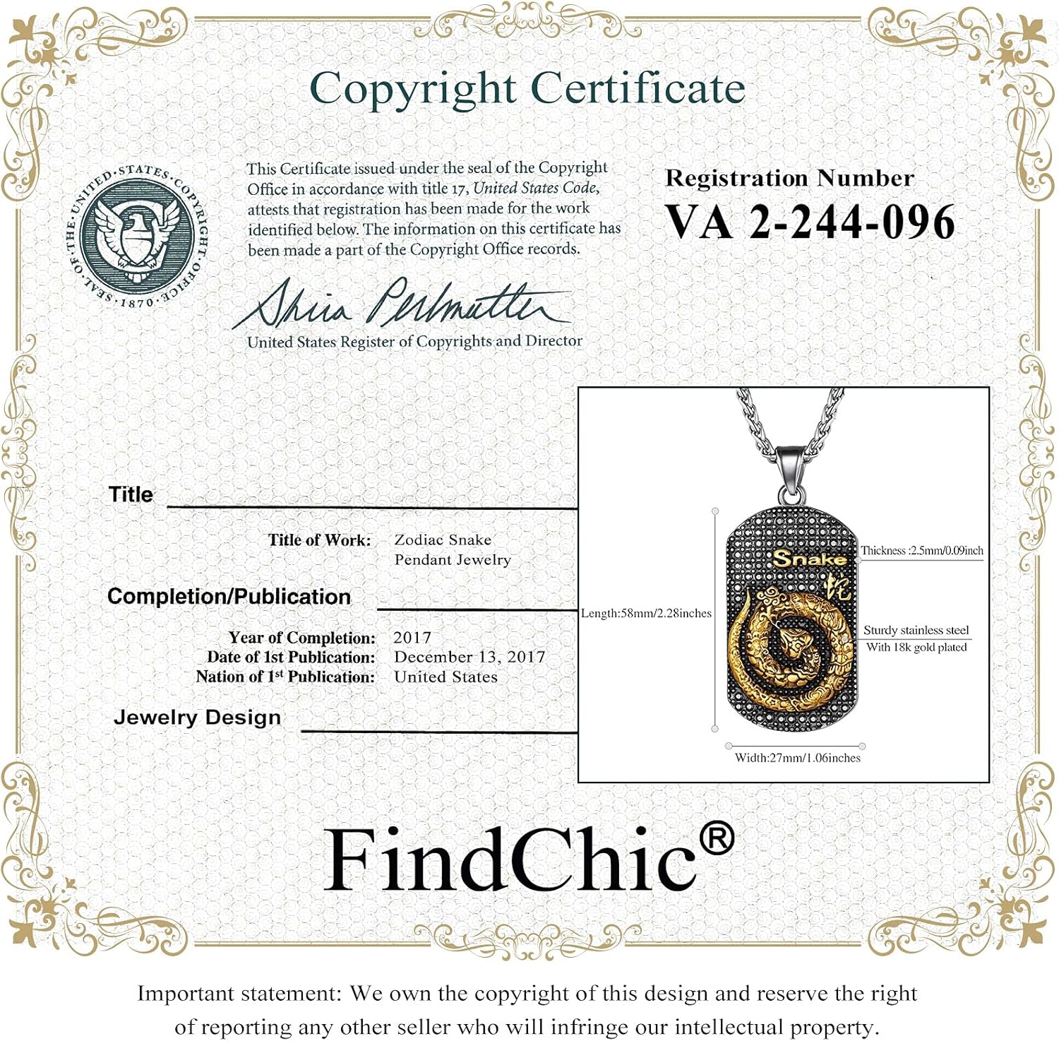 Year of the Snake Horoscope Antiqued Finish Zodiac Sign Necklaces 