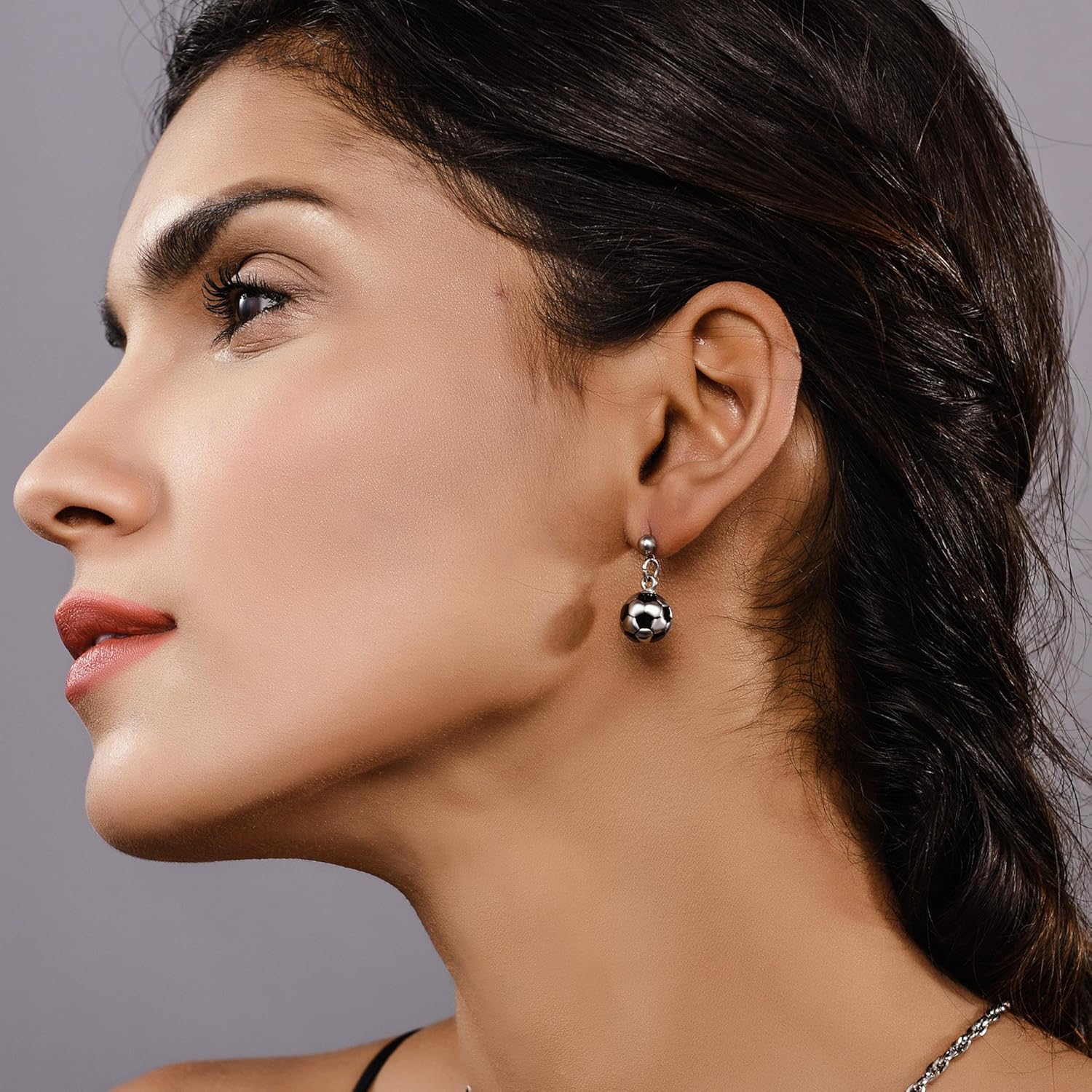 3D Soccer Ball Charms Dangle  Earrings