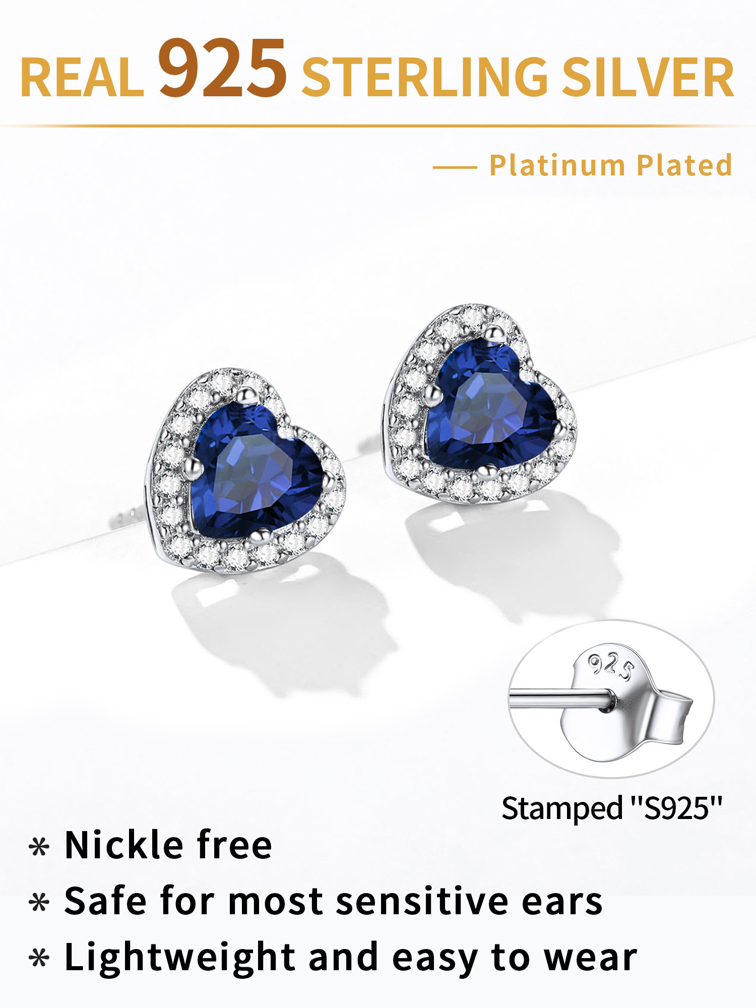 Heart Birthstone with Cubic Zirconia Halo Stud Earrings