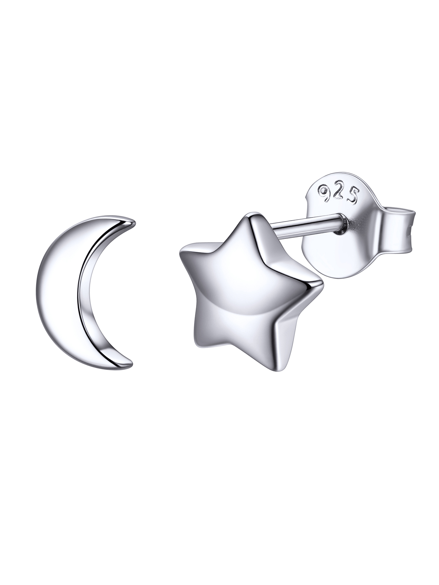 Moon and Star Stud Earrings