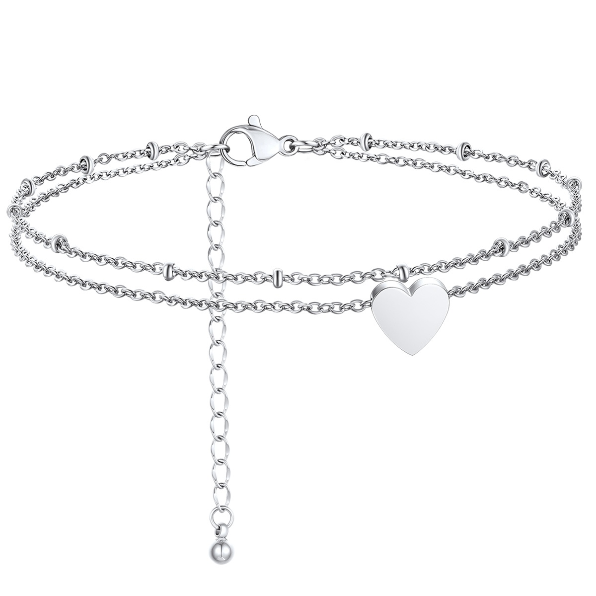 Cute Layered Heart Charm Anklets 