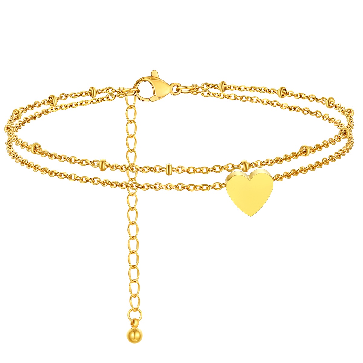Cute Layered Heart Charm Anklets 
