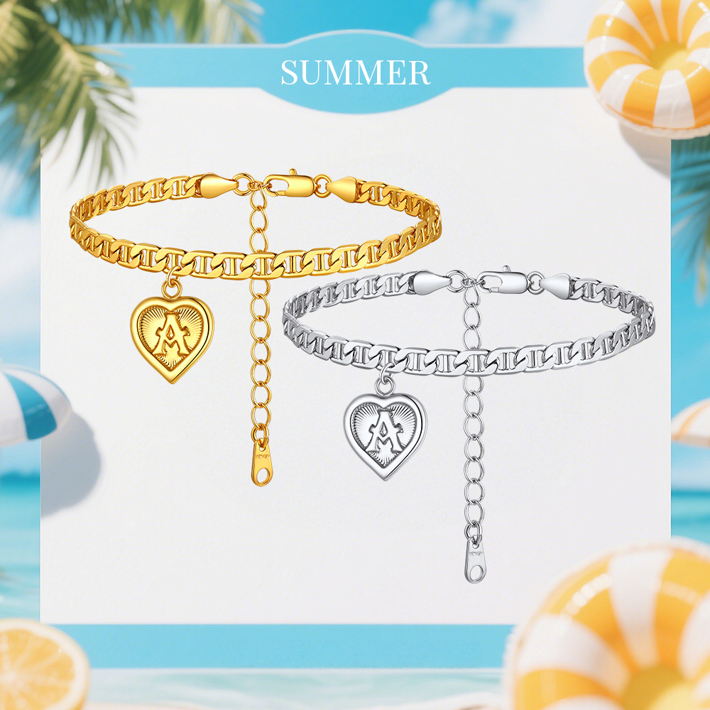 Letter & Heart Chain Anklet