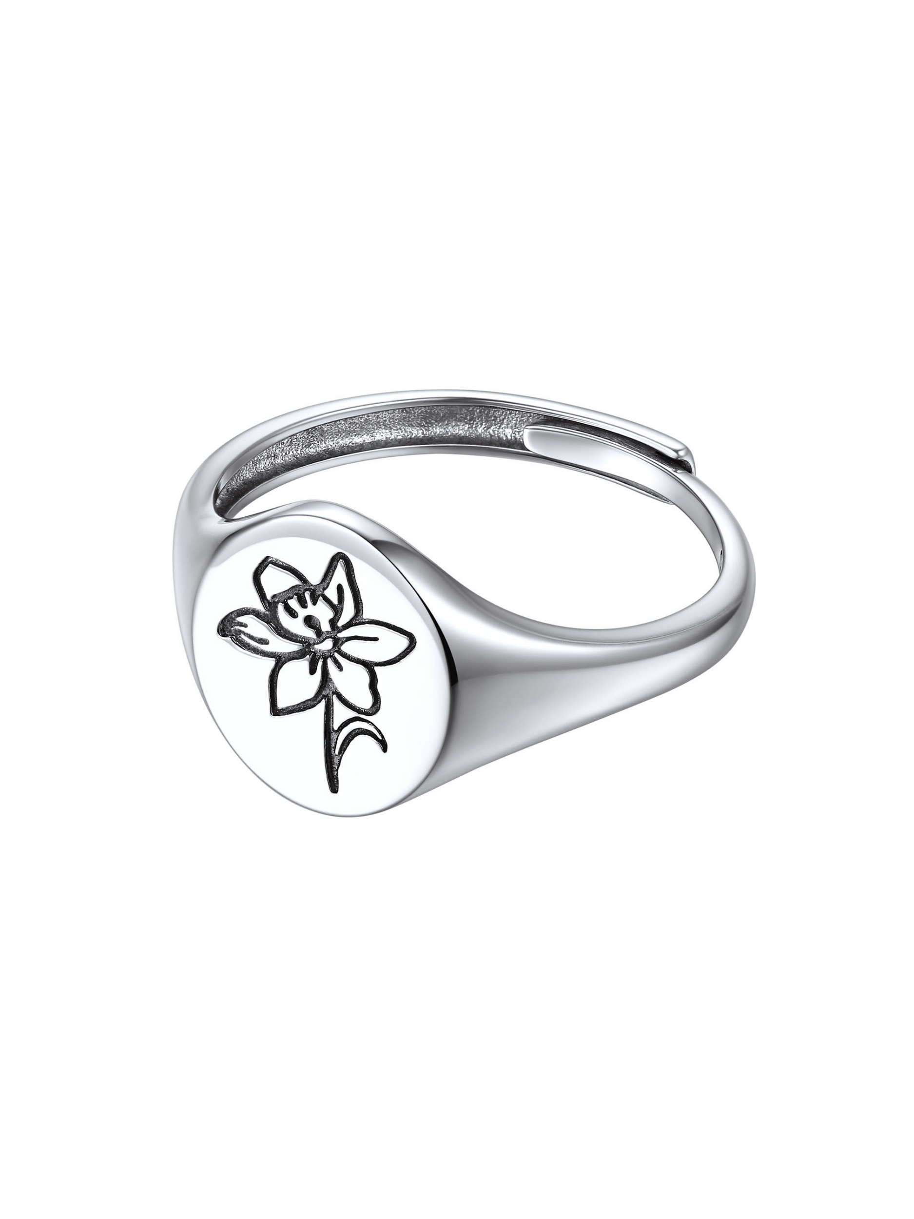 Birth Month Flower Signet Ring