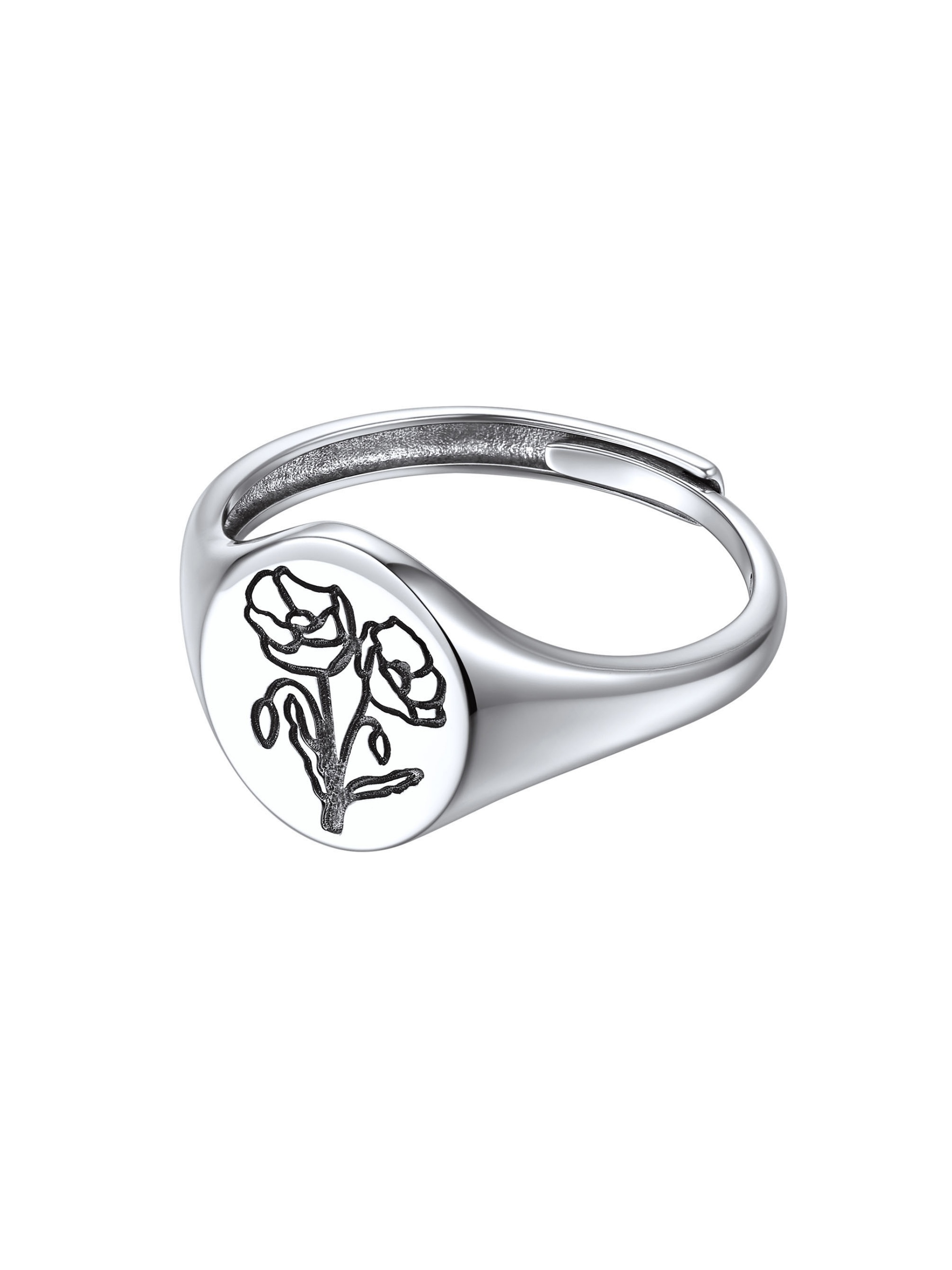 Birth Month Flower Signet Ring