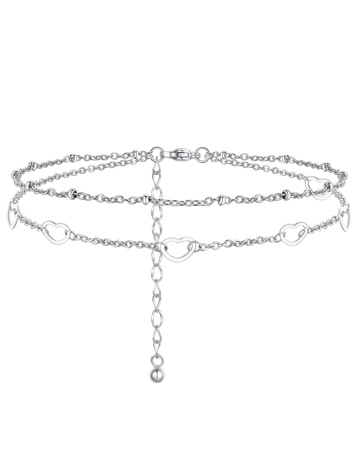 Plus Size Waterproof Heart Charms Layered Ankle