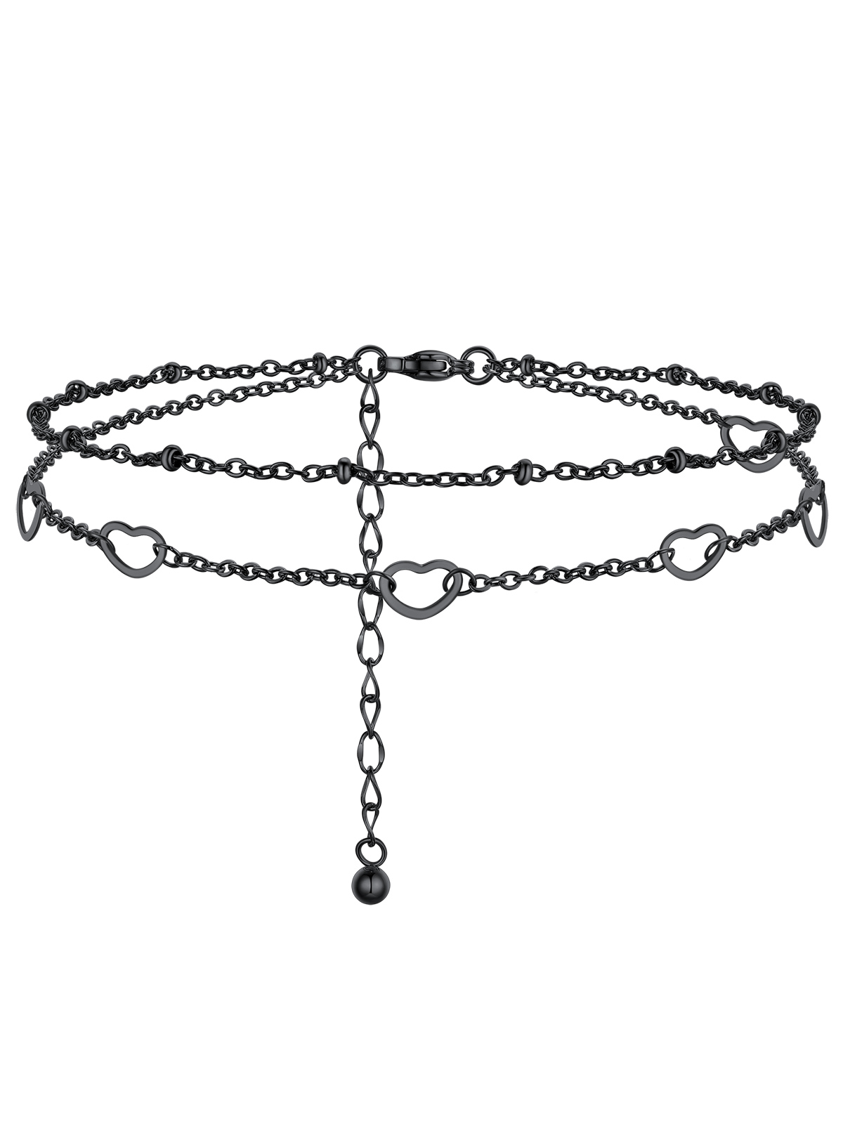 Plus Size Waterproof Heart Charms Layered Ankle