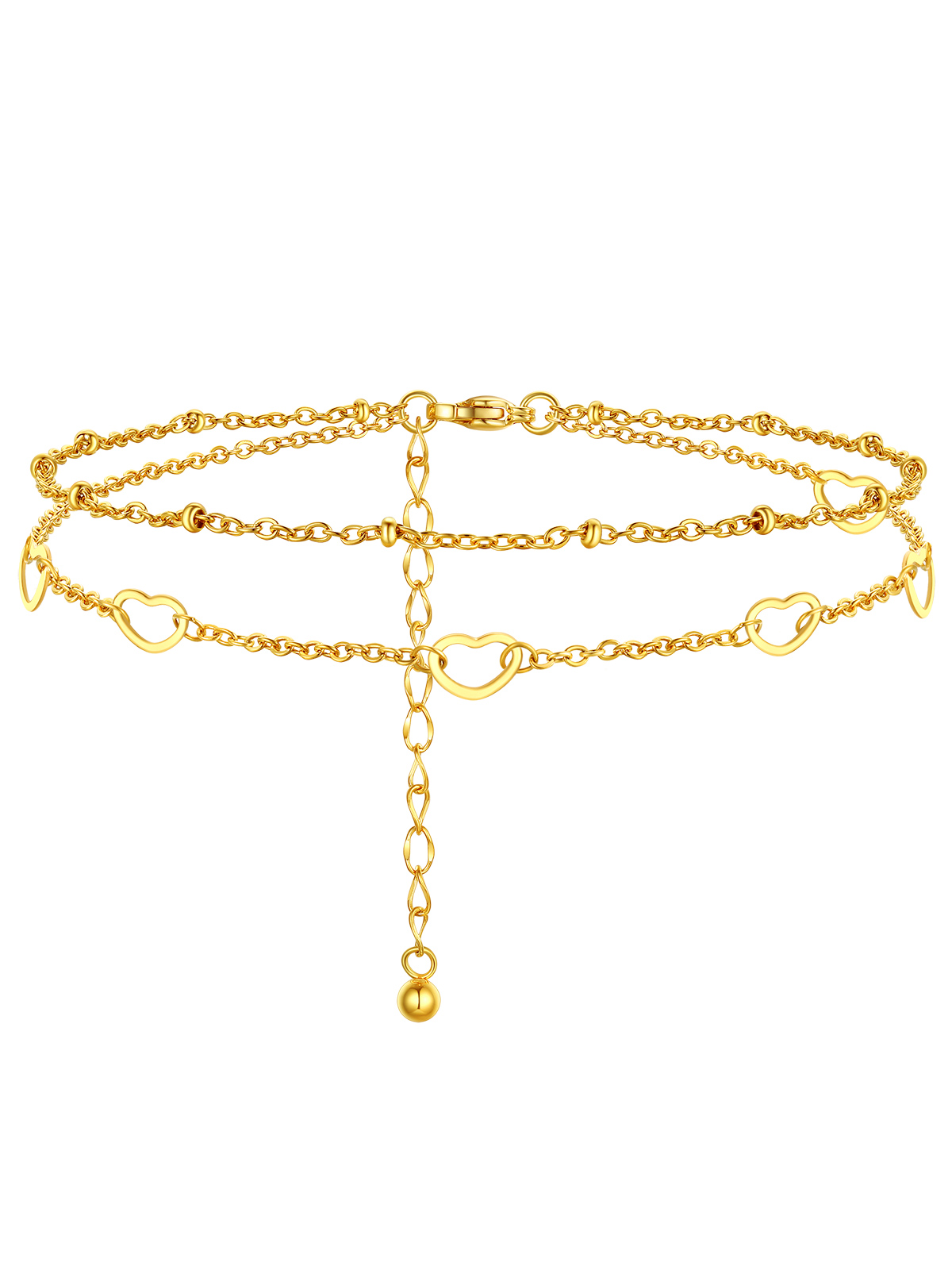 Plus Size Waterproof Heart Charms Layered Ankle