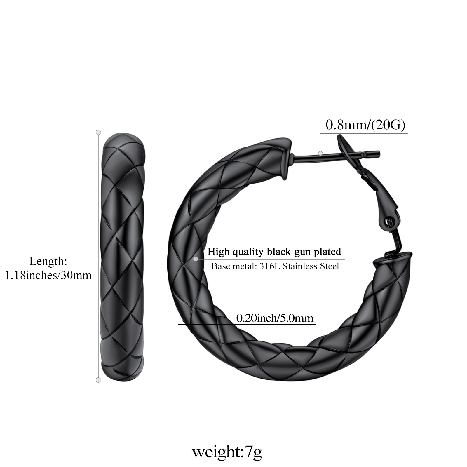 Rhombic Pattern Crossover Patterned Chunky Hoop Earrings