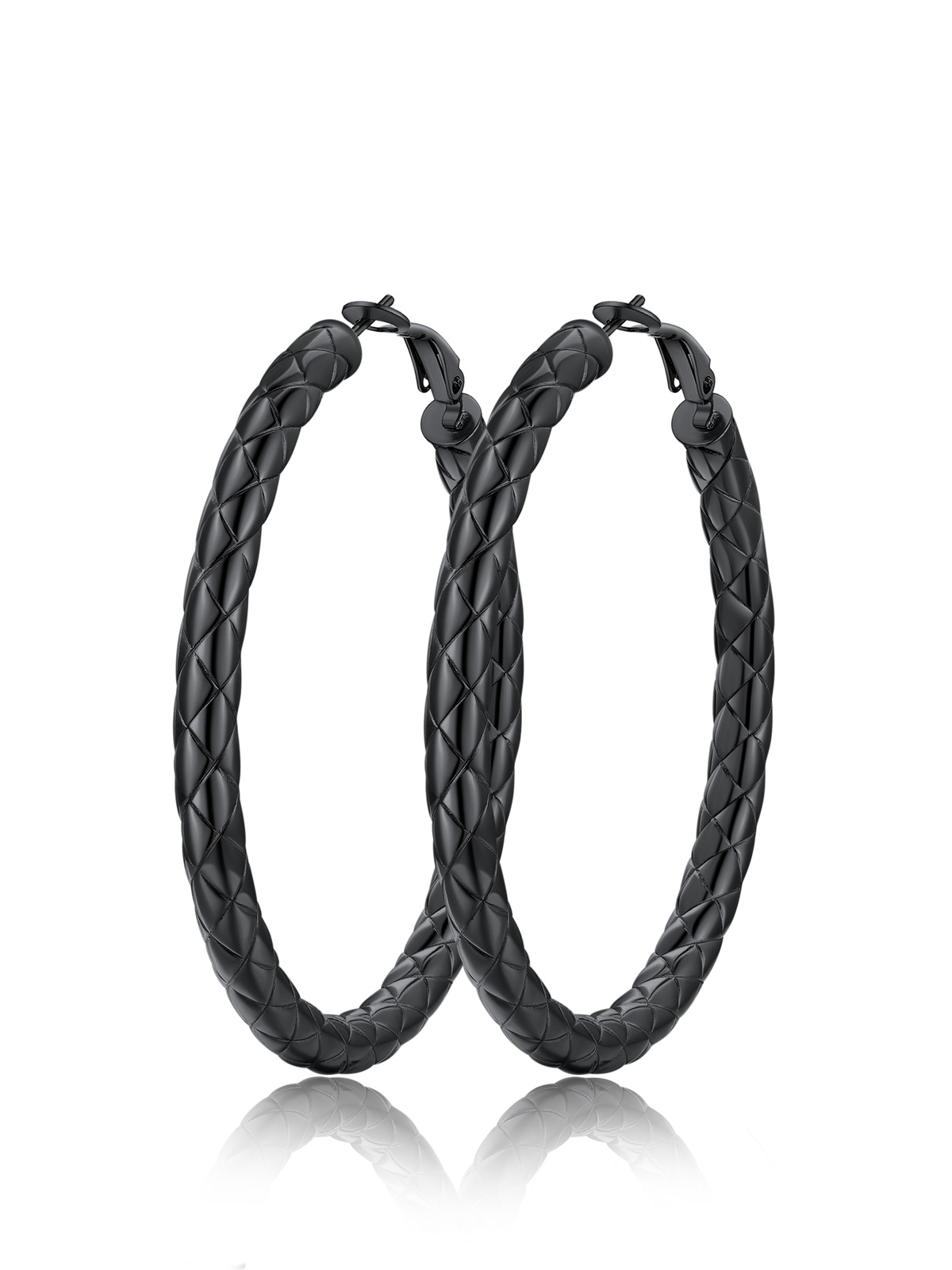 Rhombic Pattern Crossover Patterned Chunky Hoop Earrings