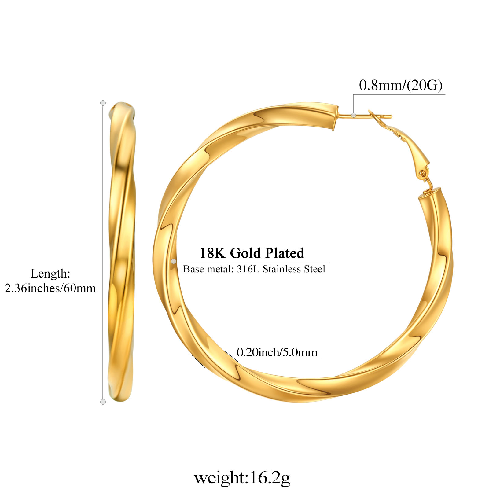 Rhombic Pattern Crossover Patterned Chunky Hoop Earrings