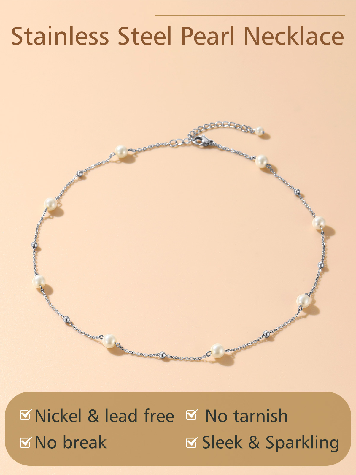 White Beaded Pearl Stacking Choker Necklaces 
