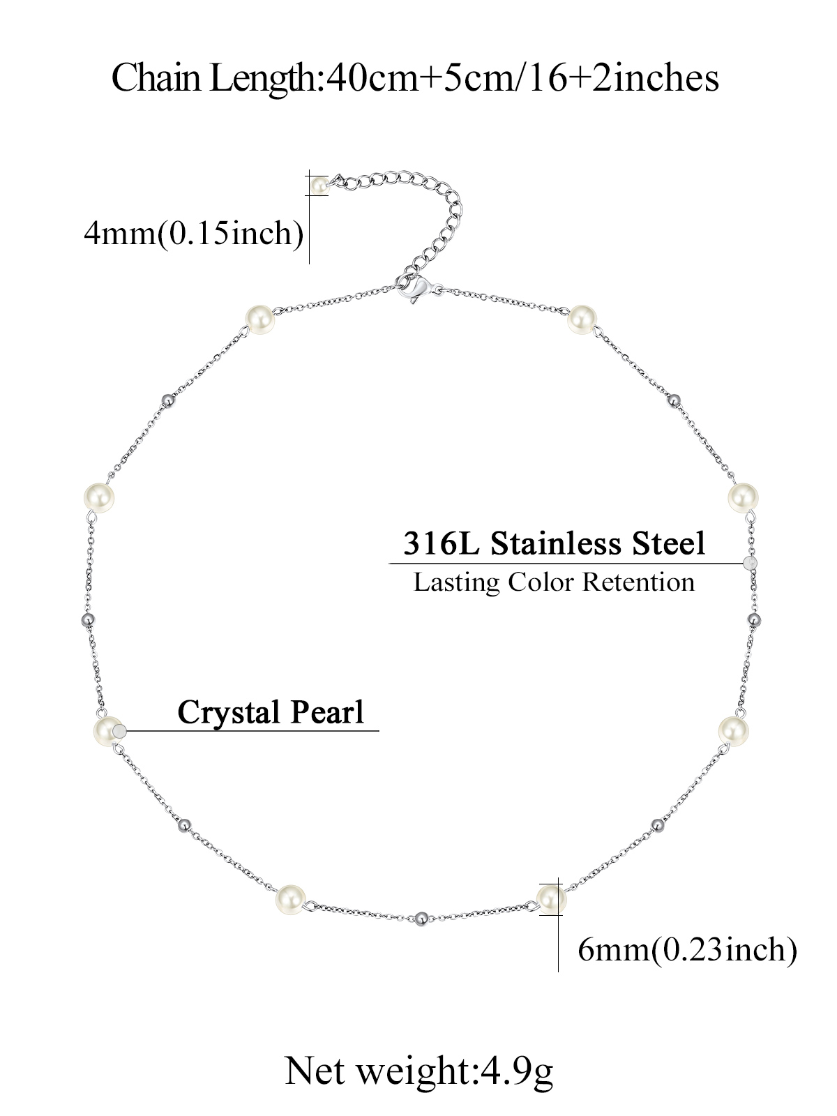 White Beaded Pearl Stacking Choker Necklaces 