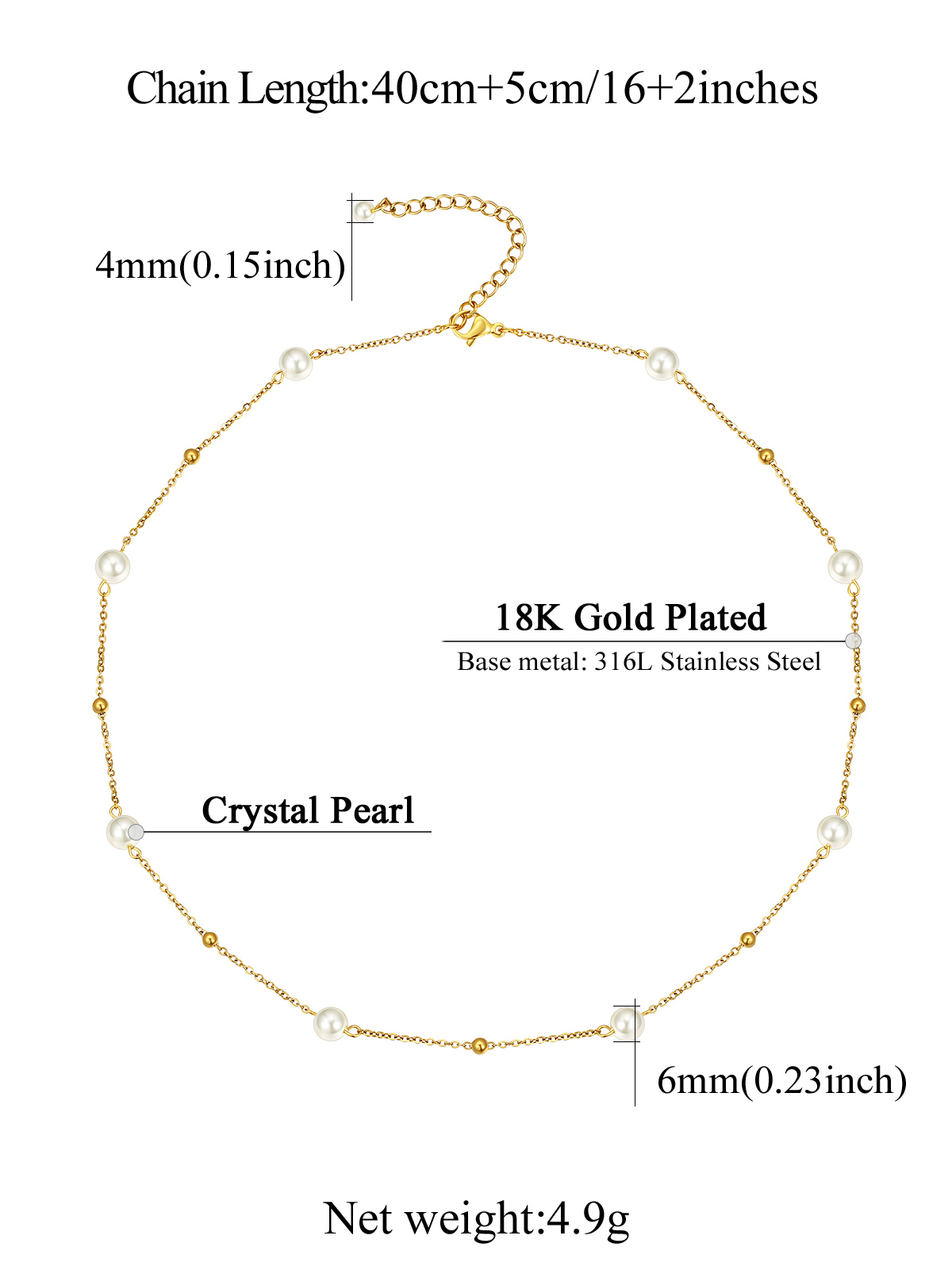 White Beaded Pearl Stacking Choker Necklaces 