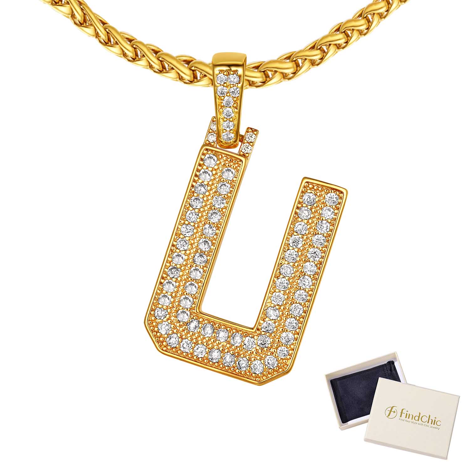 18K Gold Plated Zirconia Letter Chain Necklaces