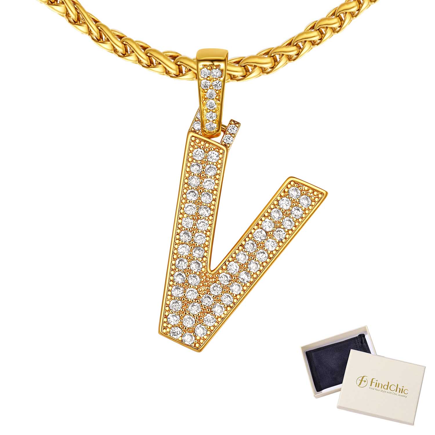 18K Gold Plated Zirconia Letter Chain Necklaces
