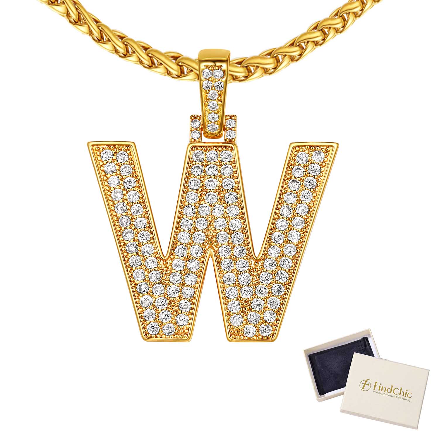18K Gold Plated Zirconia Letter Chain Necklaces