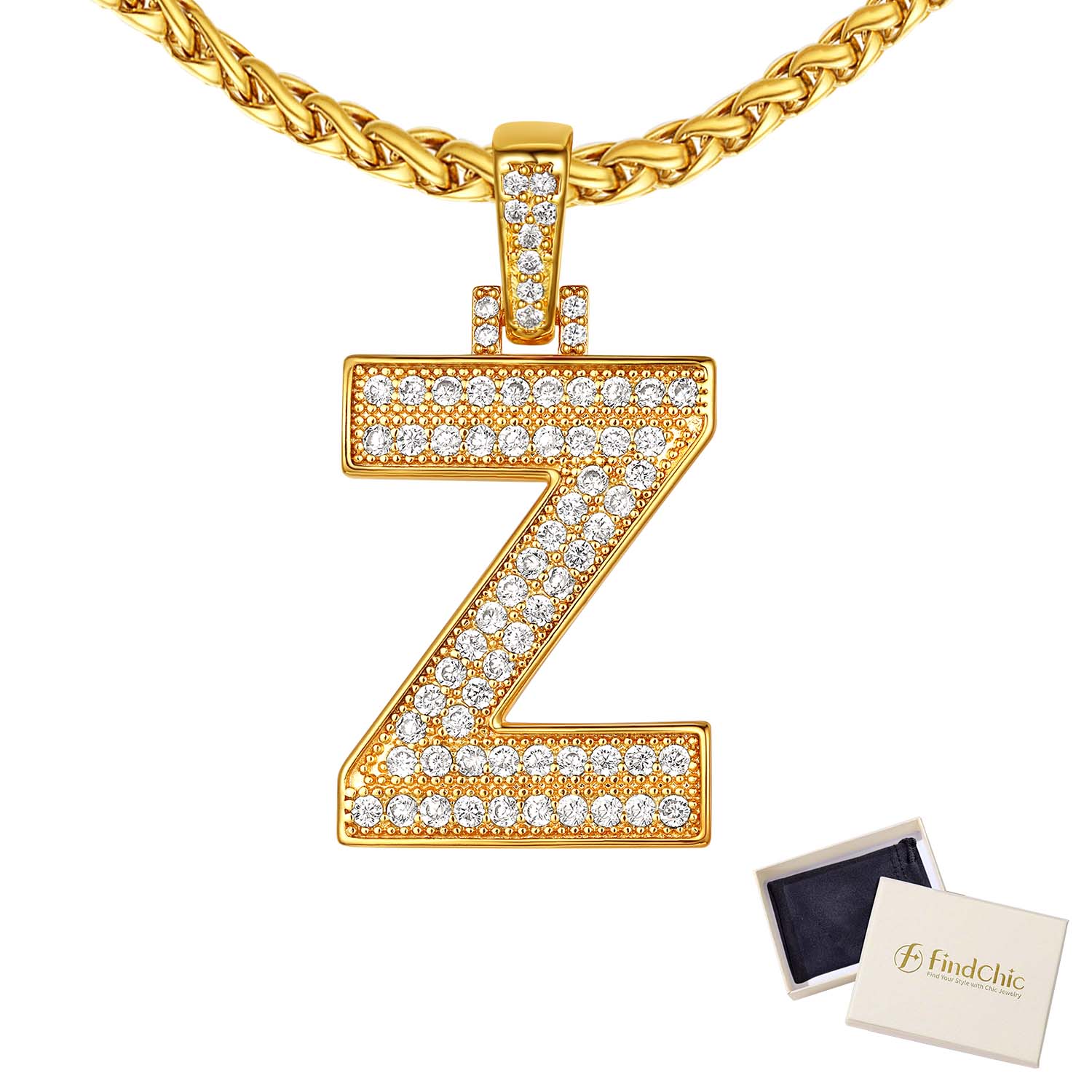 18K Gold Plated Zirconia Letter Chain Necklaces