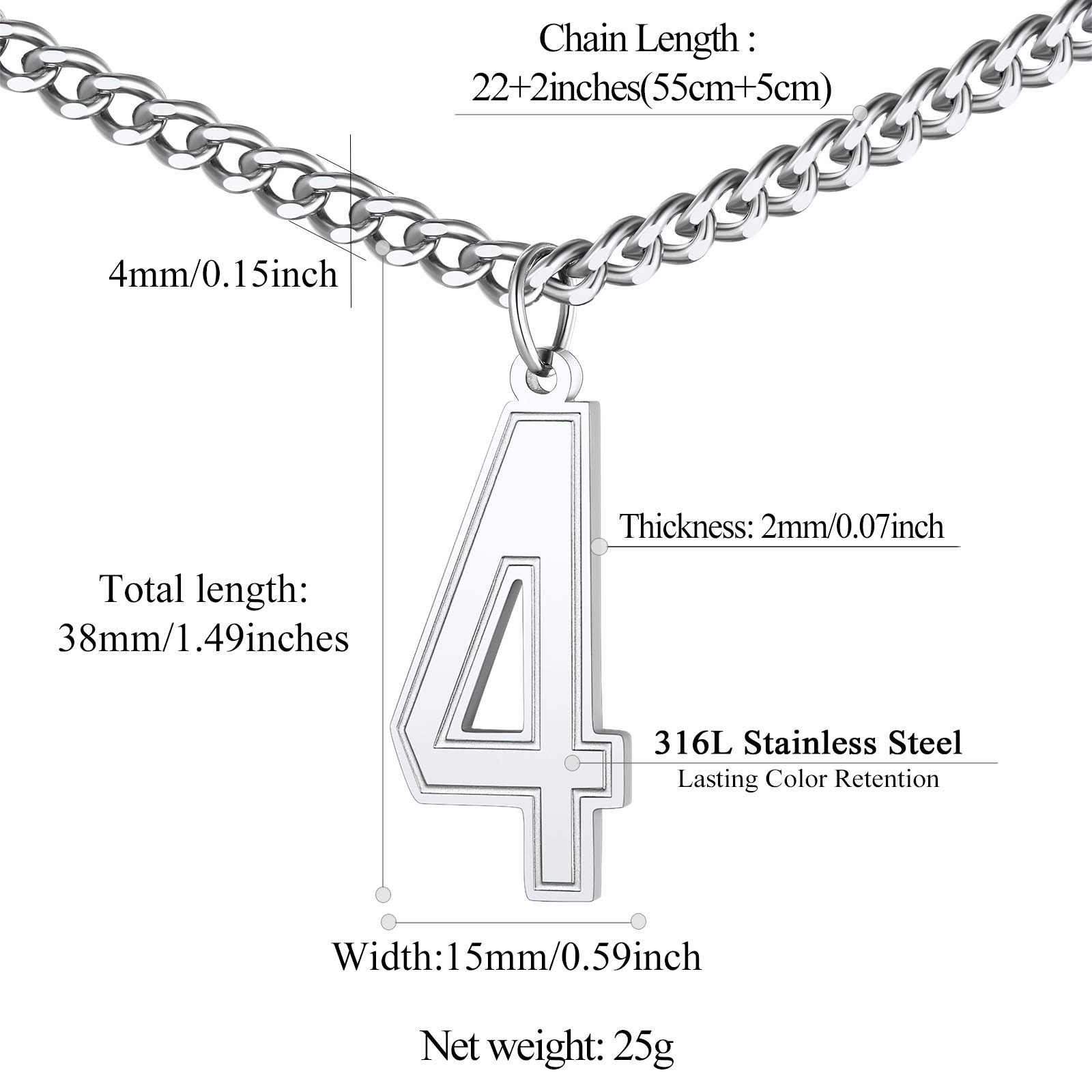 Sports Jersey Lucky Basketball Number 4 Necklaces