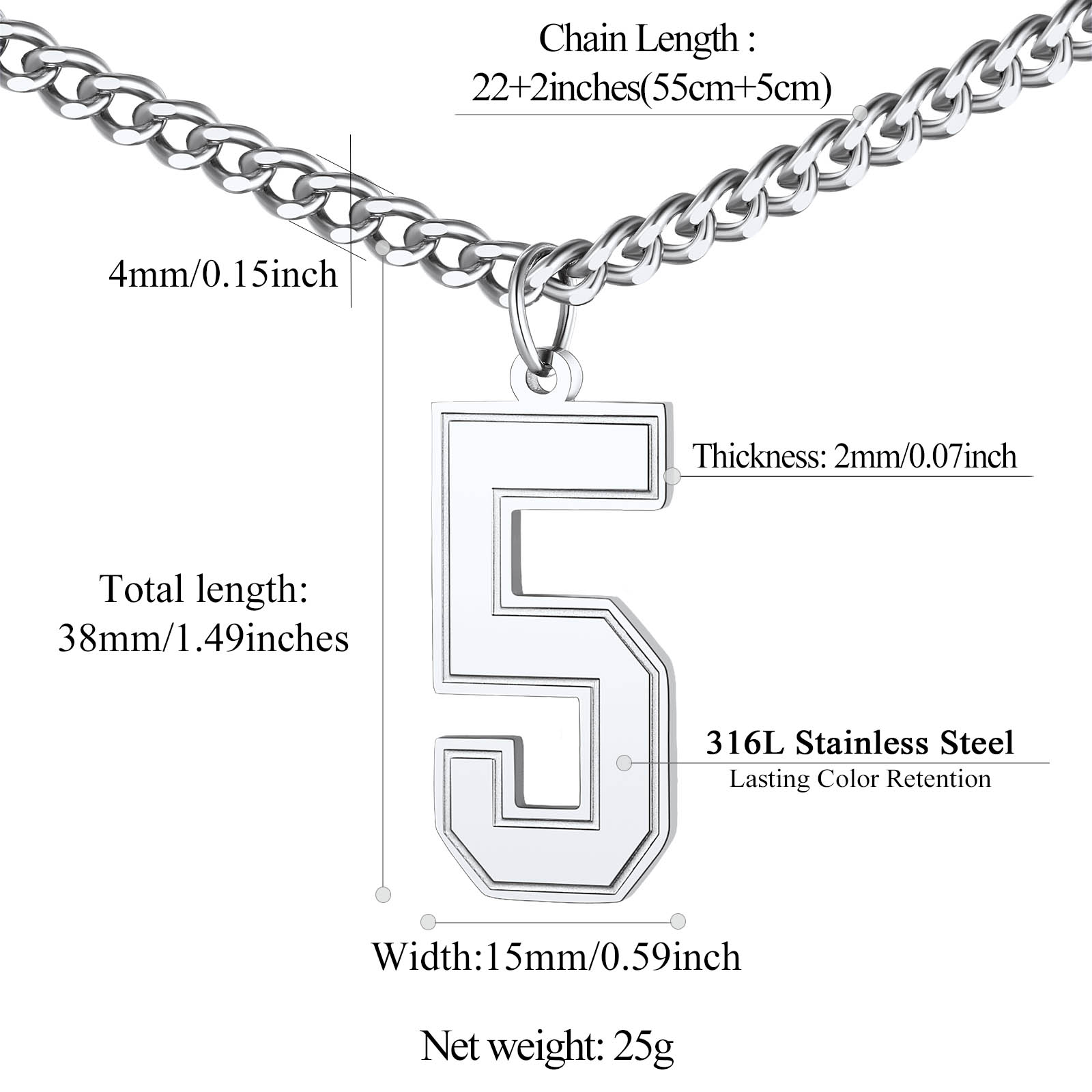 Sports Jersey Lucky Basketball Number 5 Necklaces
