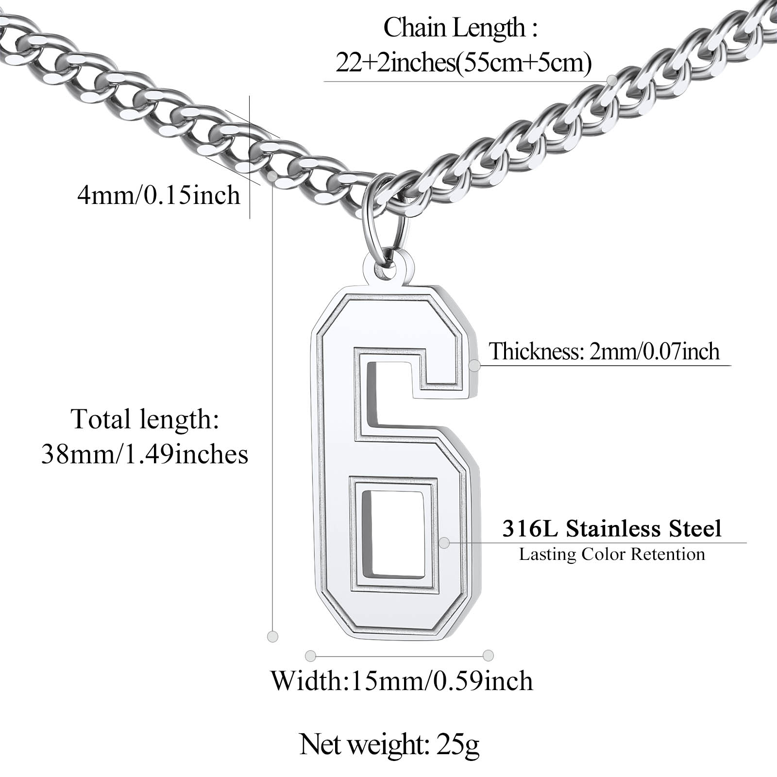 Sports Jersey Lucky Basketball Number 6 Necklaces