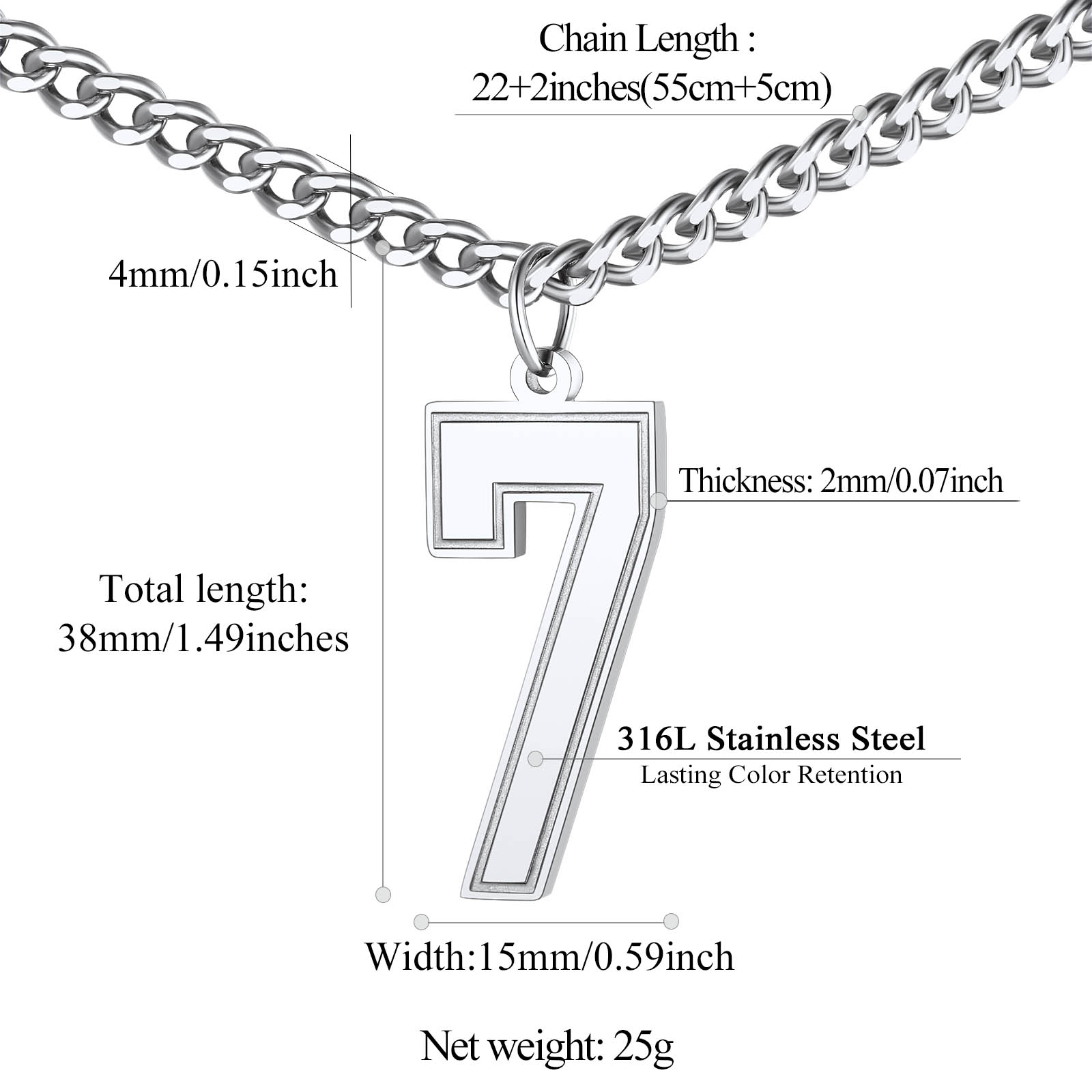 Sports Jersey Lucky Basketball Number 7 Necklaces