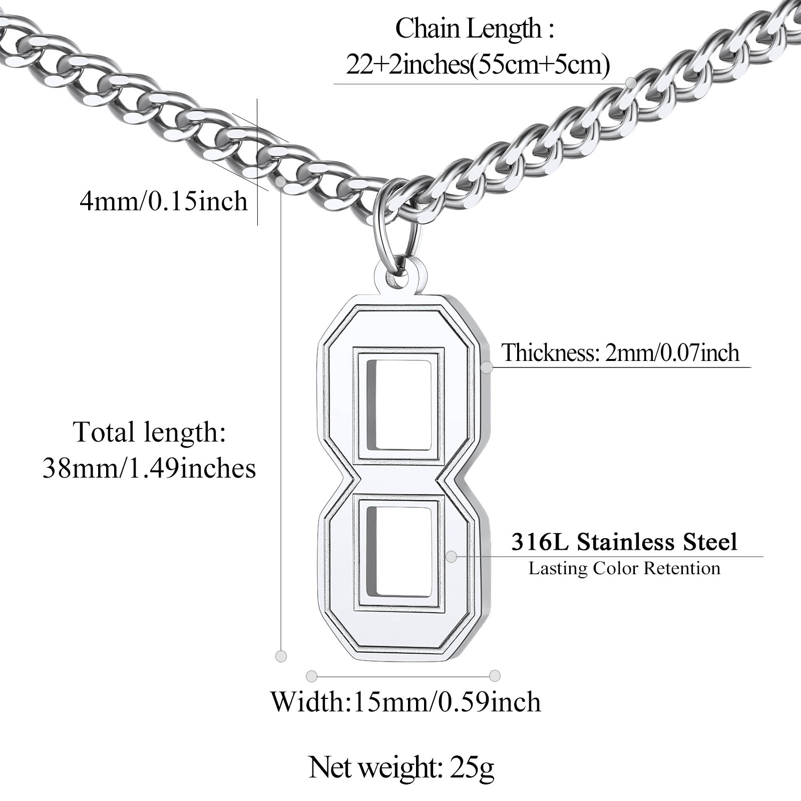 Sports Jersey Lucky Basketball Number 8 Necklaces