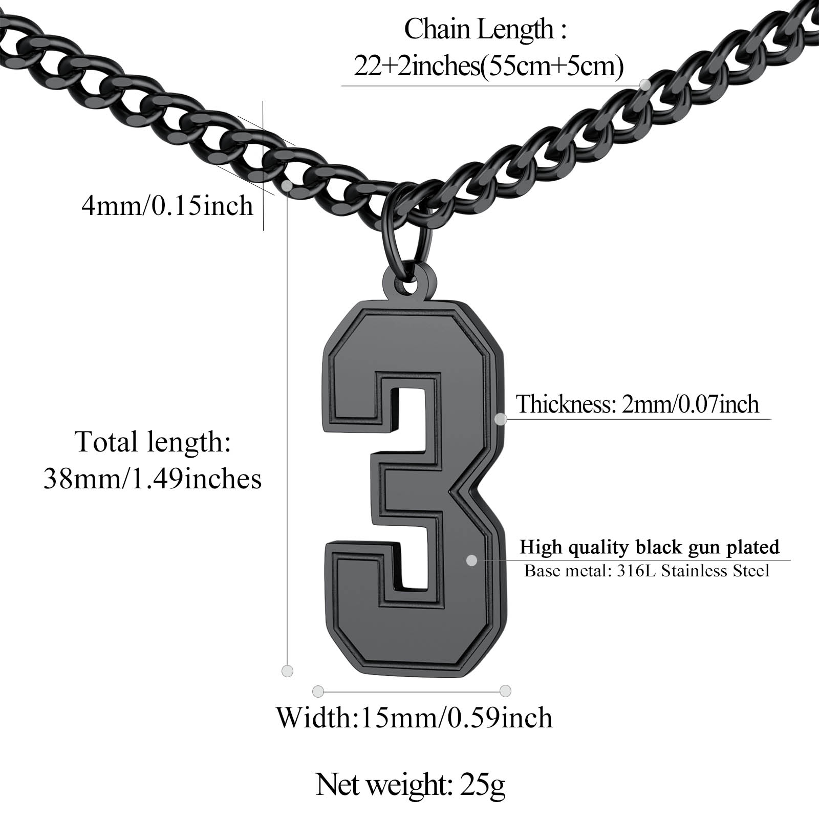 Sports Jersey Lucky Basketball Number 3 Necklaces