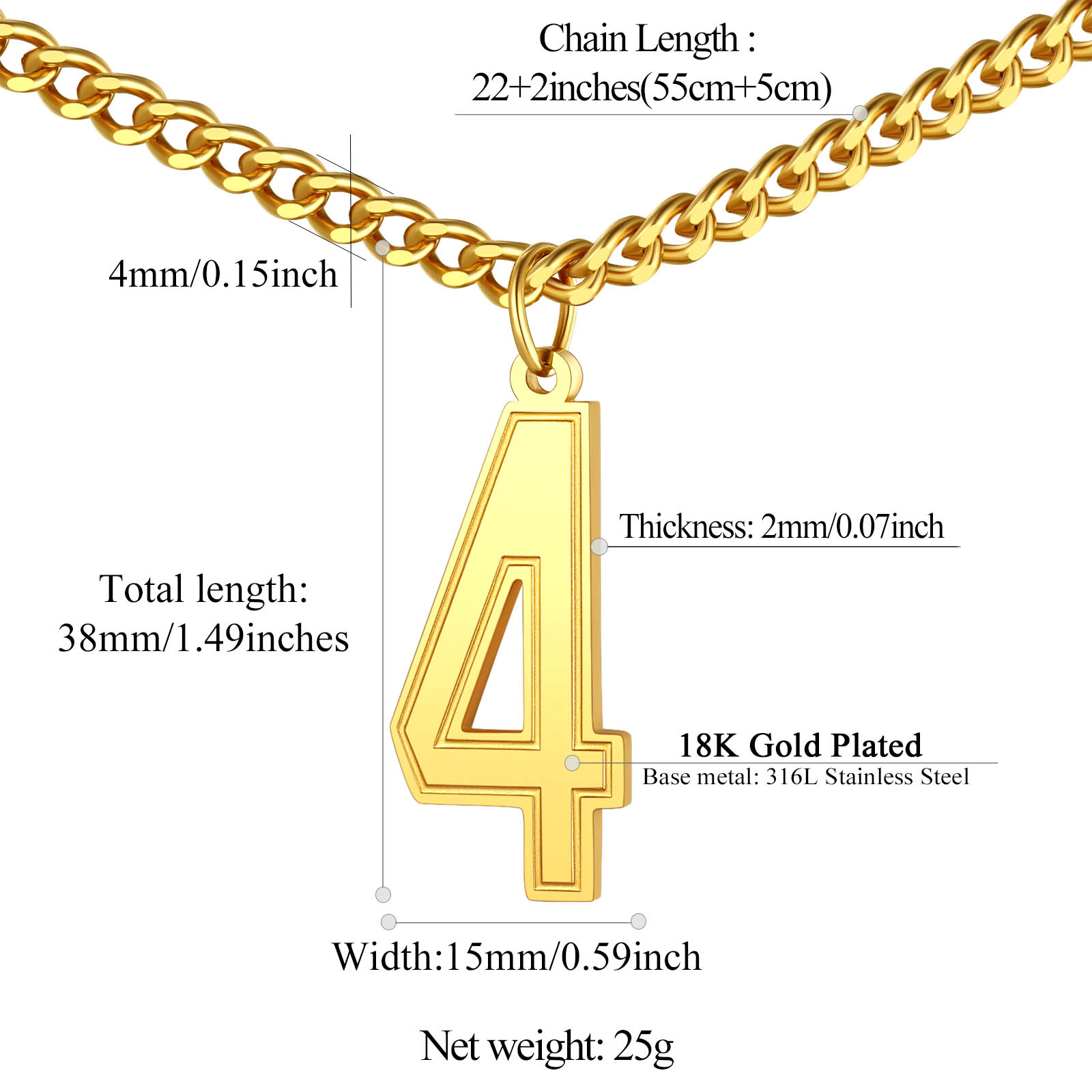 Sports Jersey Lucky Basketball Number 4 Necklaces