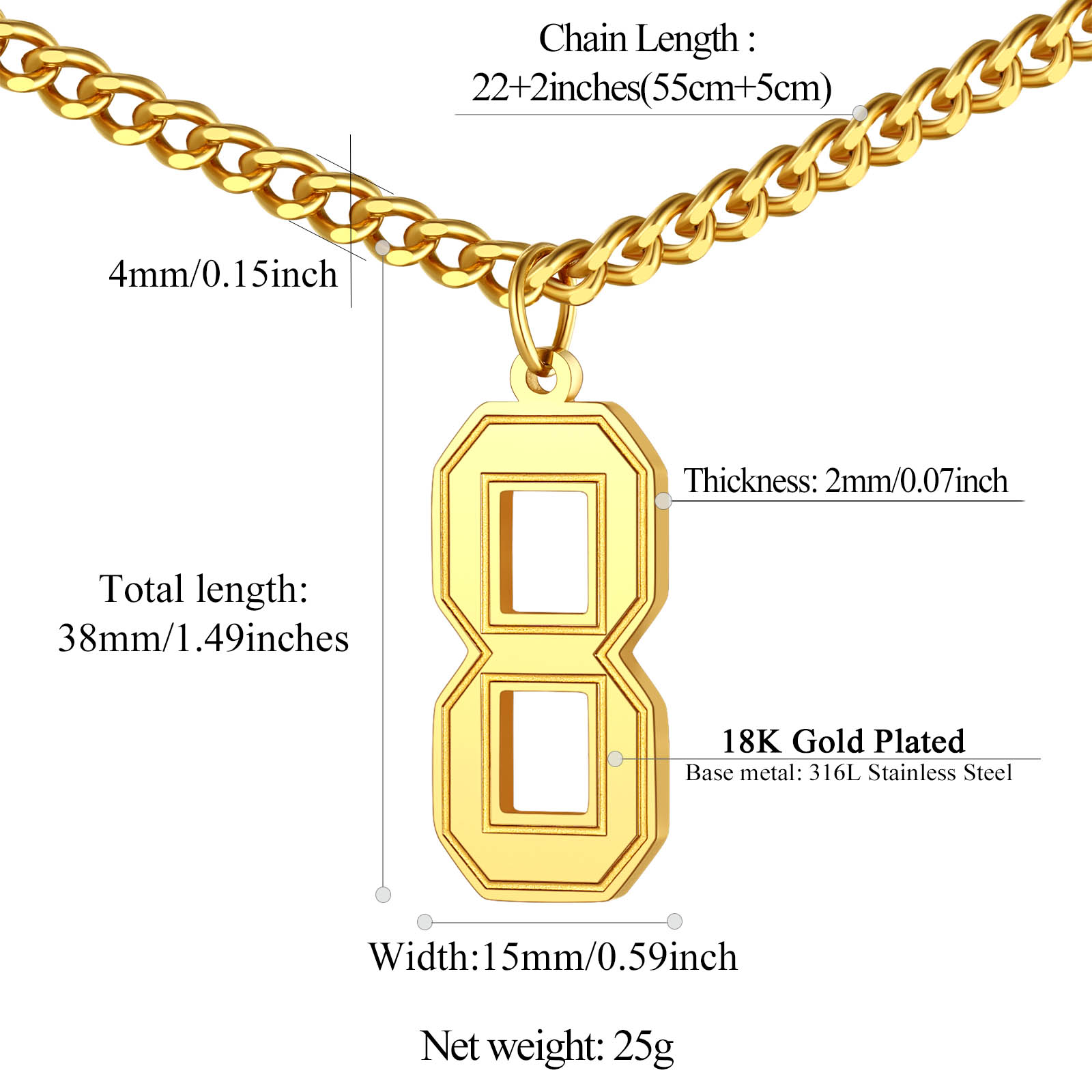 Sports Jersey Lucky Basketball Number 8 Necklaces