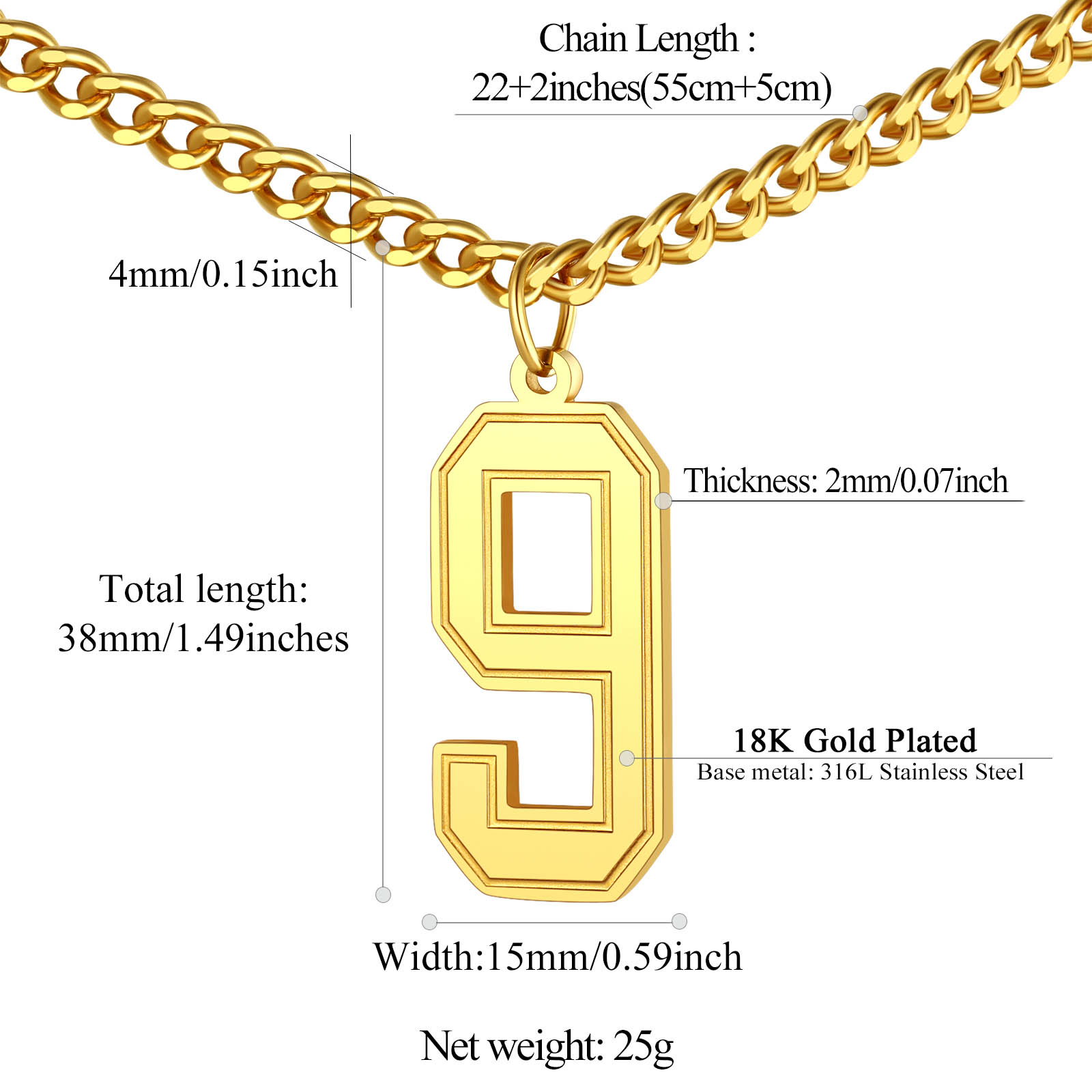 Sports Jersey Lucky Basketball Number 9 Necklaces
