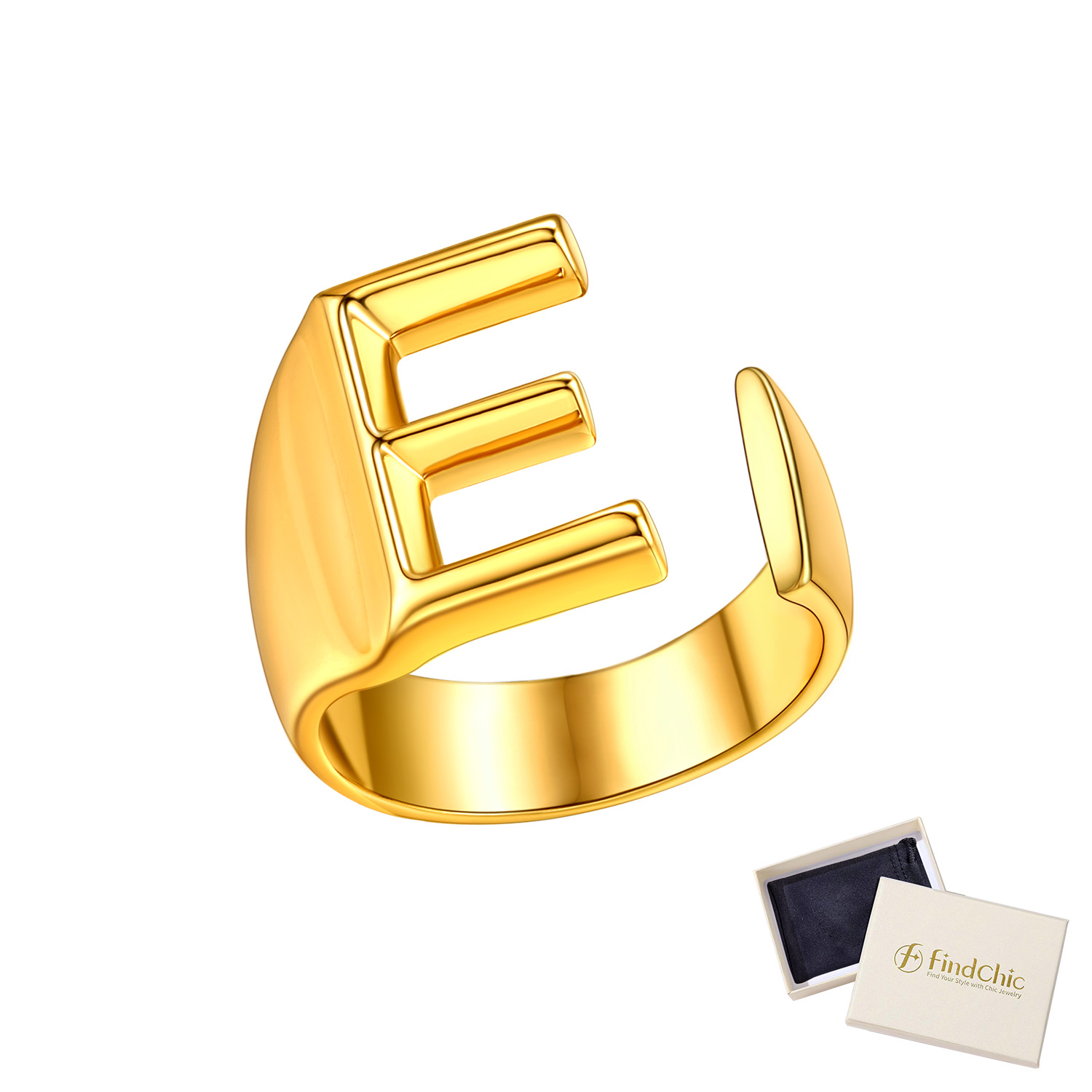 18K Gold Plated Initial Alphabet Resizable Knuckle Cuff Rings 