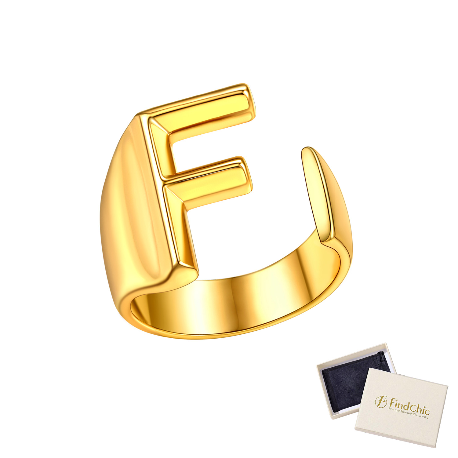 18K Gold Plated Initial Alphabet Resizable Knuckle Cuff Rings 
