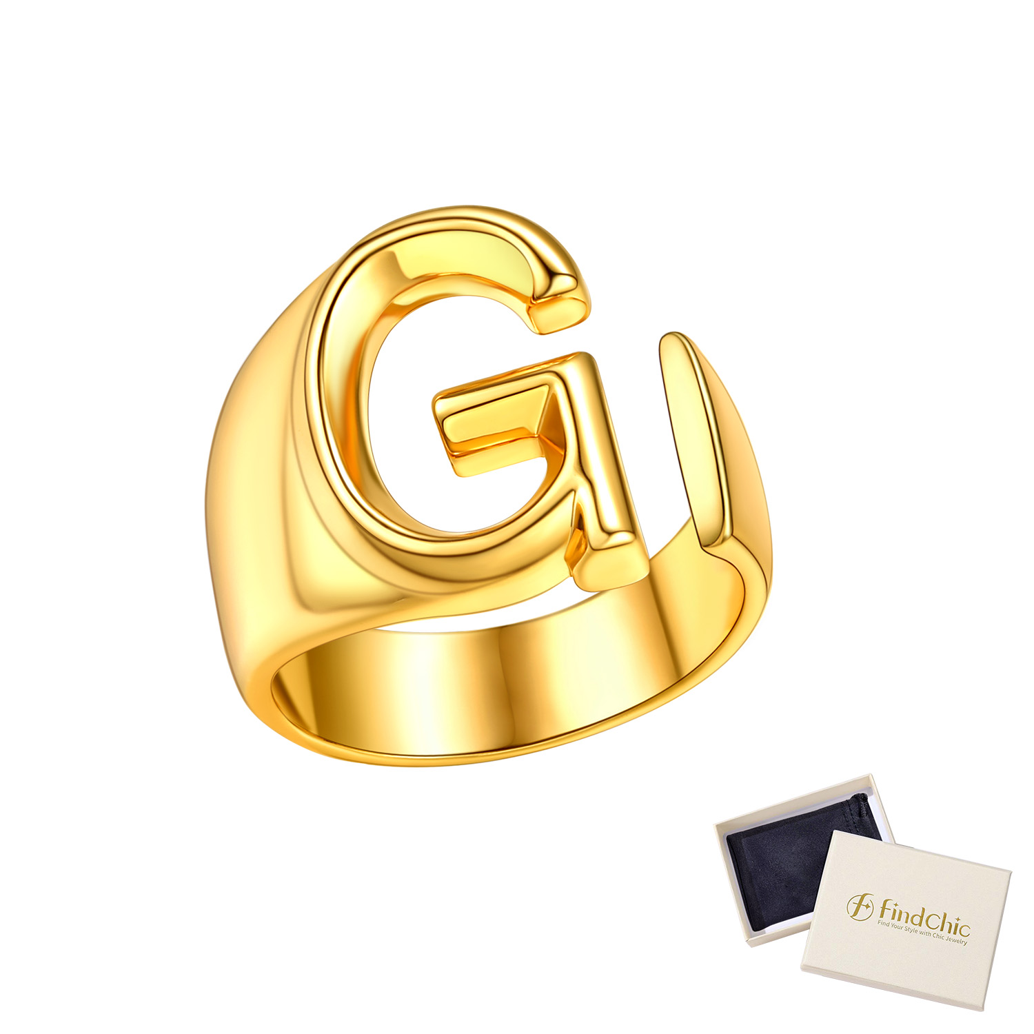 18K Gold Plated Initial Alphabet Resizable Knuckle Cuff Rings 