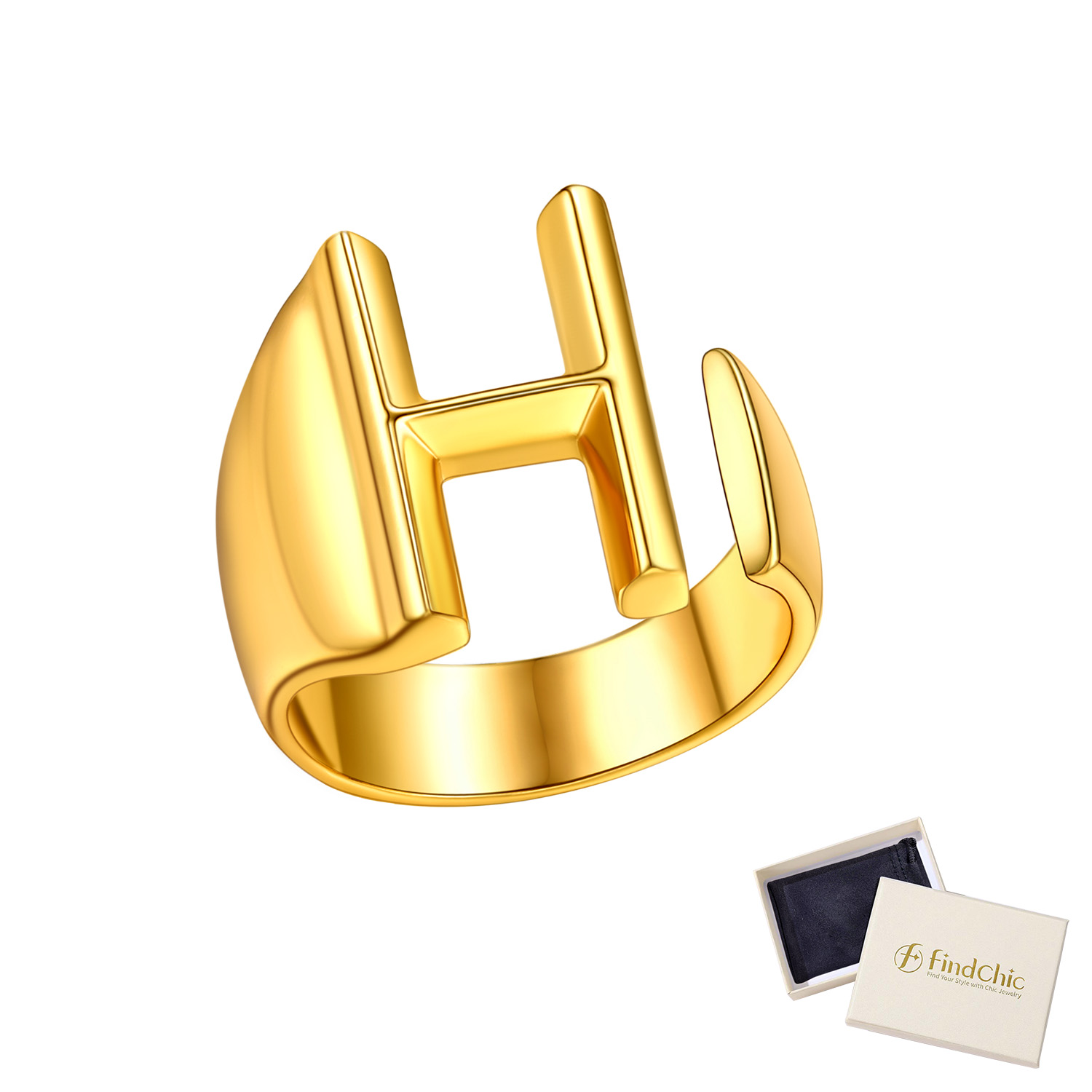 18K Gold Plated Initial Alphabet Resizable Knuckle Cuff Rings 