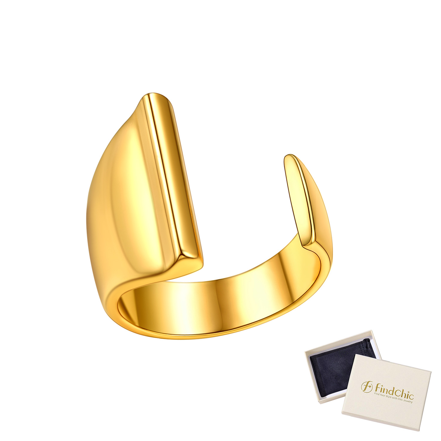 18K Gold Plated Initial Alphabet Resizable Knuckle Cuff Rings 