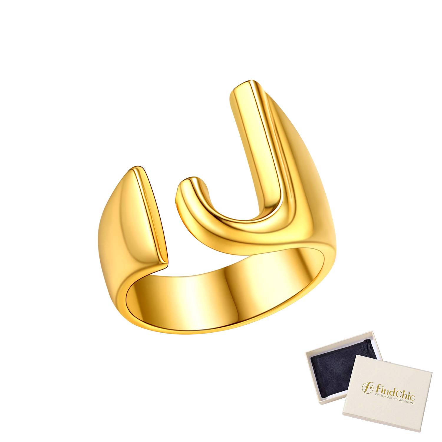 18K Gold Plated Initial Alphabet Resizable Knuckle Cuff Rings 