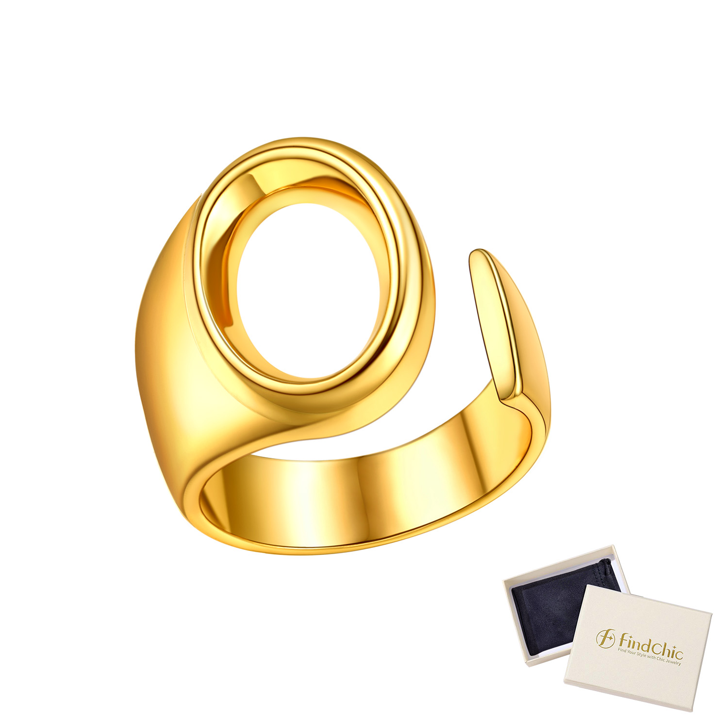 18K Gold Plated Initial Alphabet Resizable Knuckle Cuff Rings 