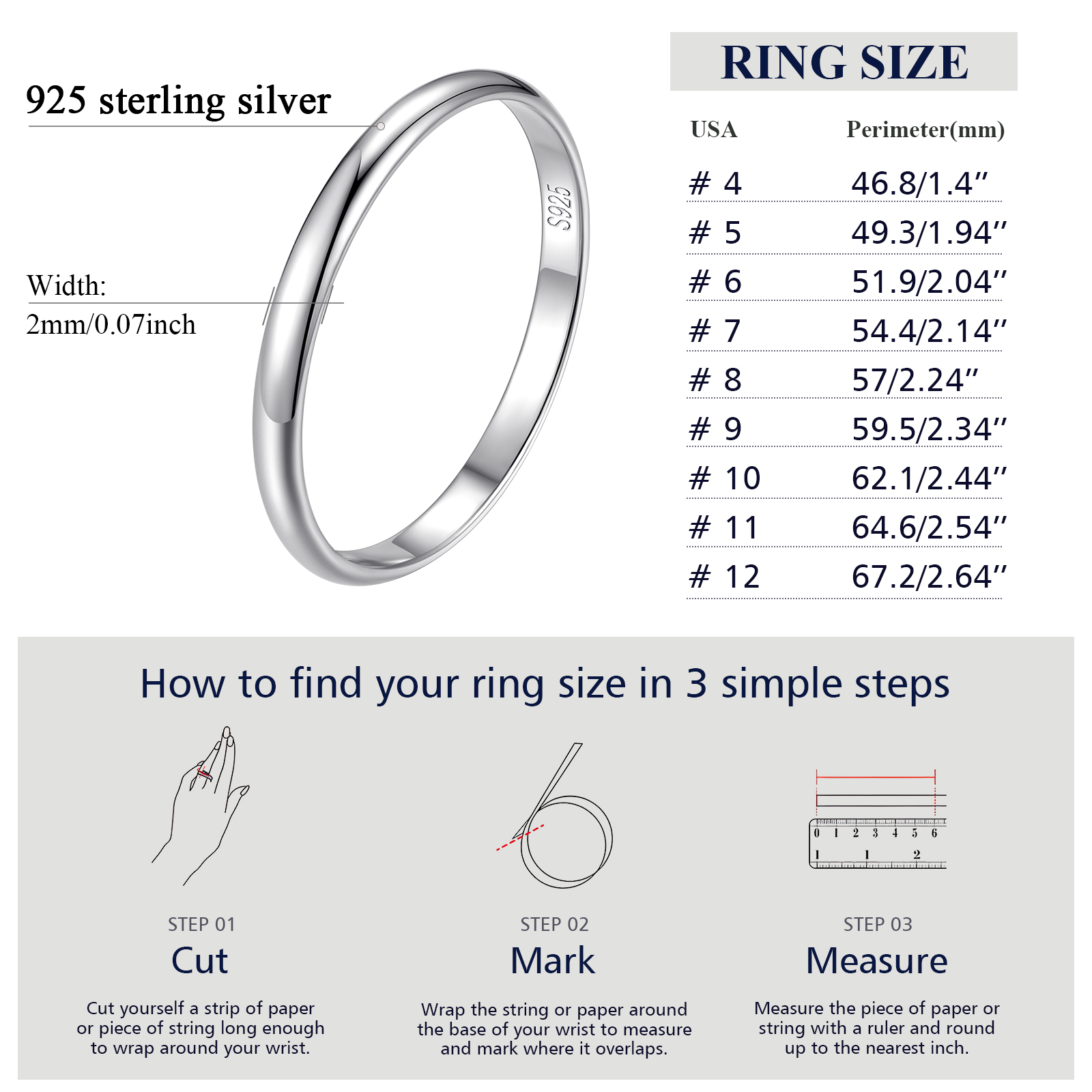 2mm Simple Everyday Band Promise Ring