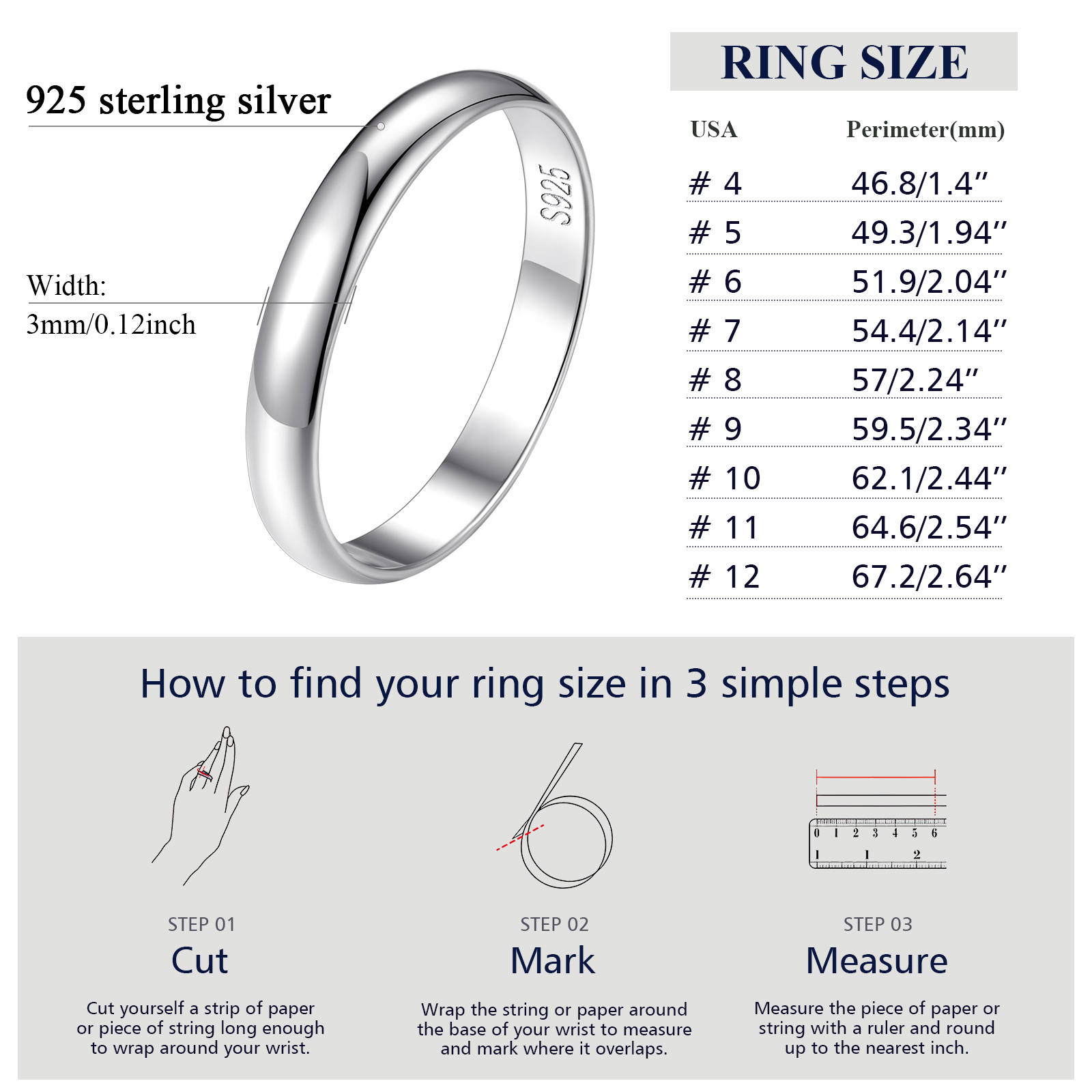 3mm Simple Everyday Band Promise Ring