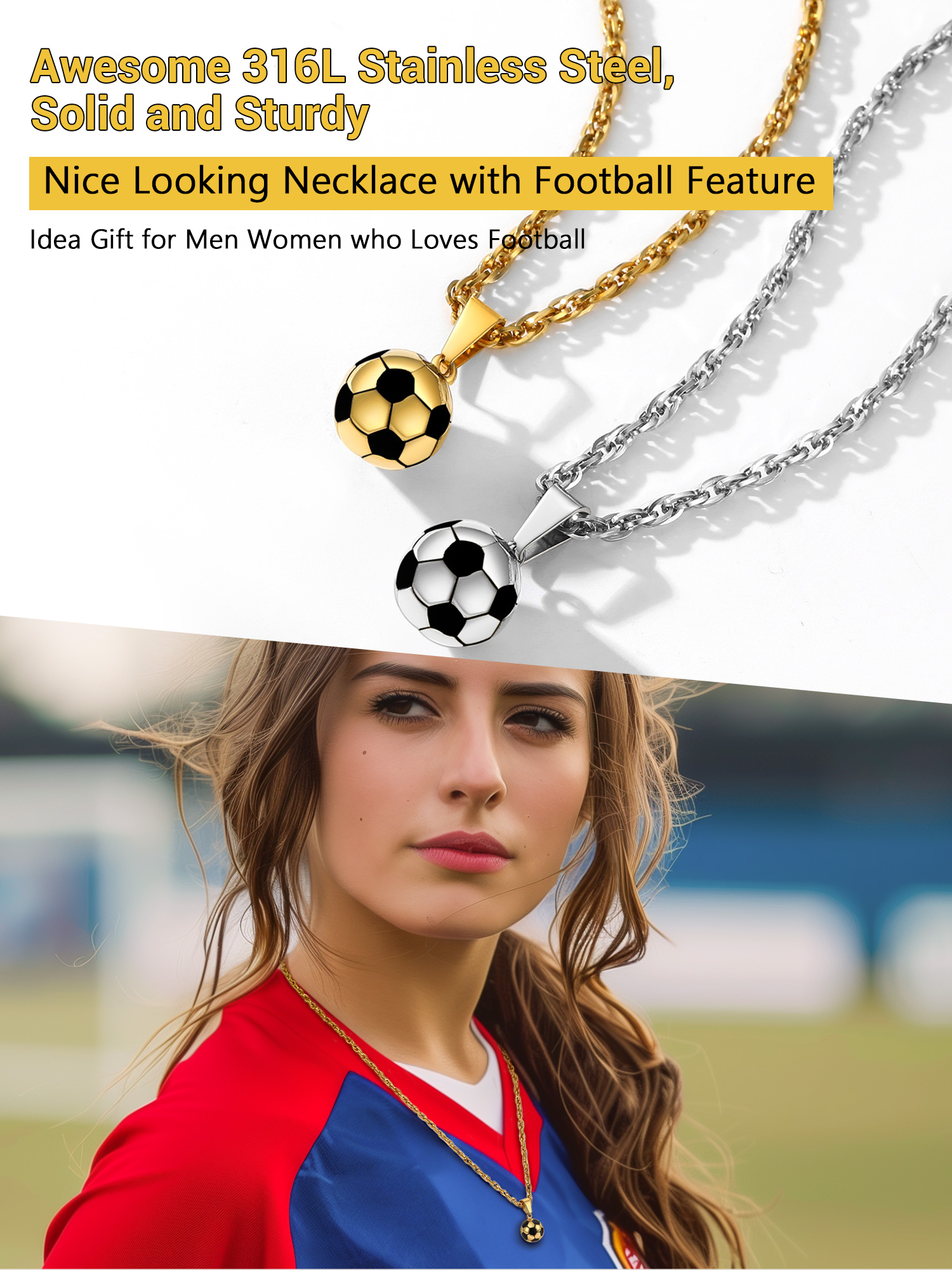 3D Football Cool Necklaces