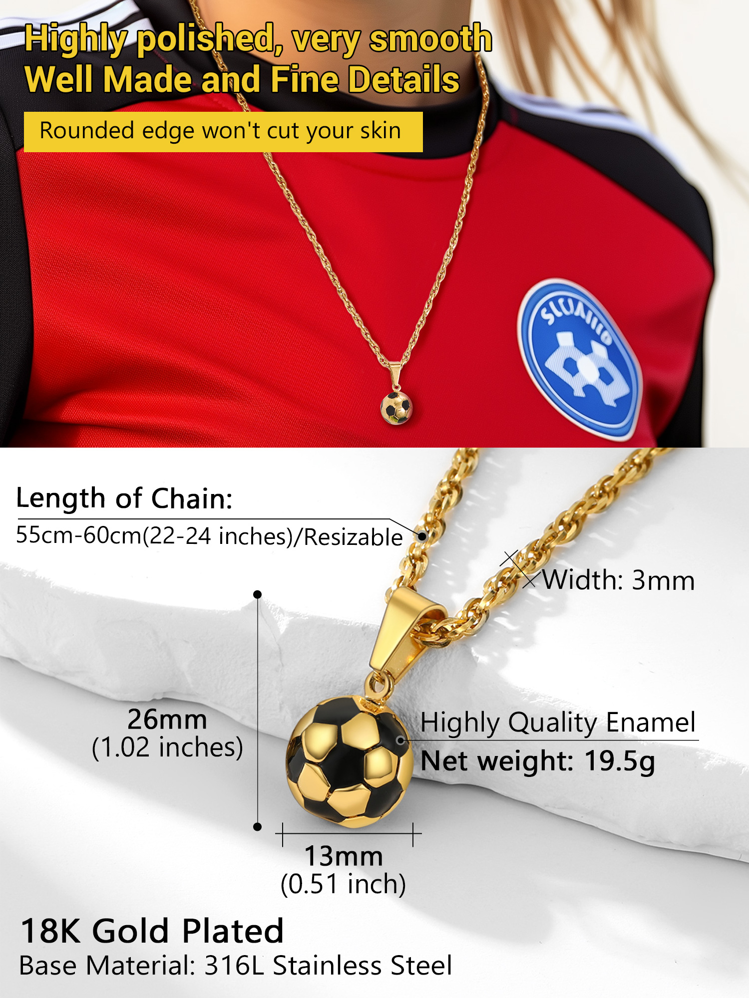 3D Football Cool Necklaces