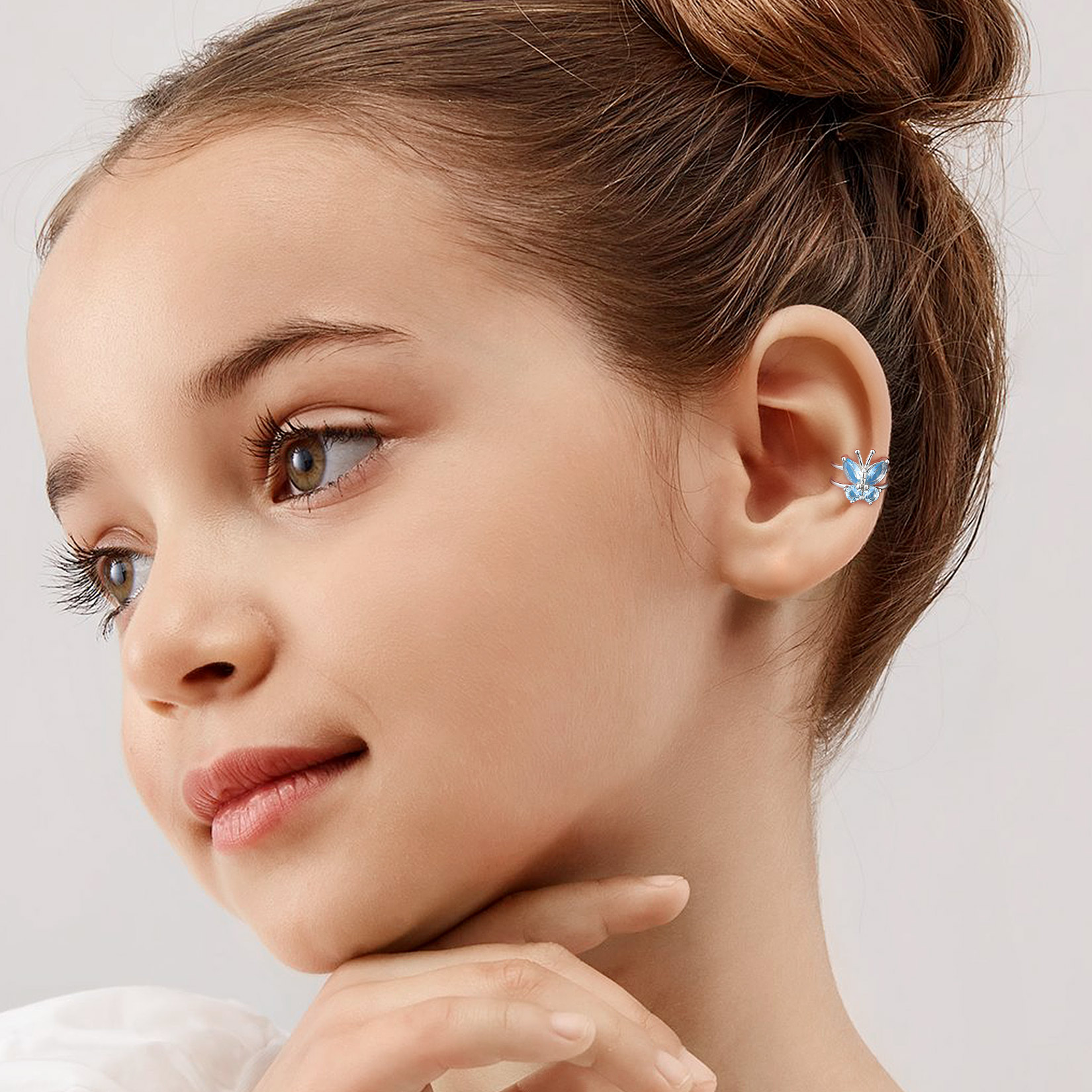 Sterling Silver Birthstone Butterfly Clip-on Earrings for girl