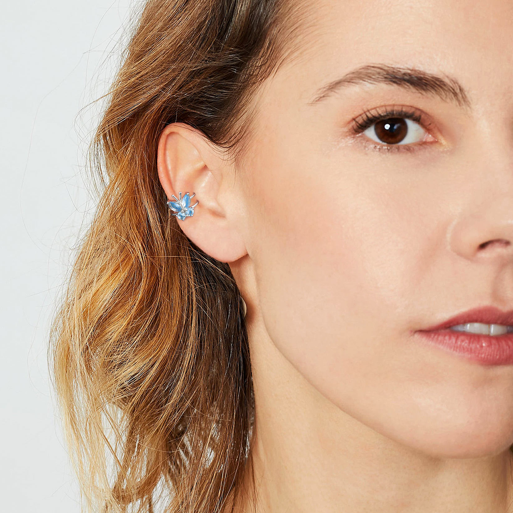 Sterling Silver Birthstone Butterfly Clip-on Earrings for Women