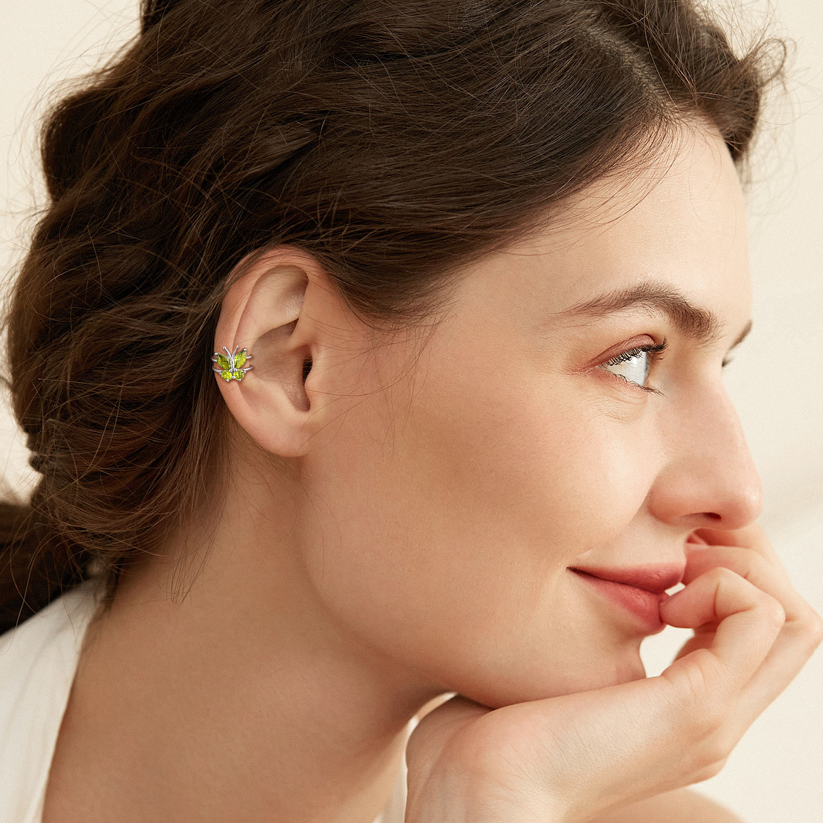 Sterling Silver Birthstone Butterfly Clip-on Earrings 