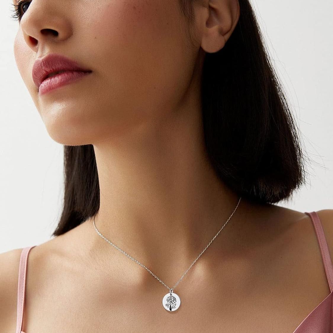 Birth Flower Disc Necklaces