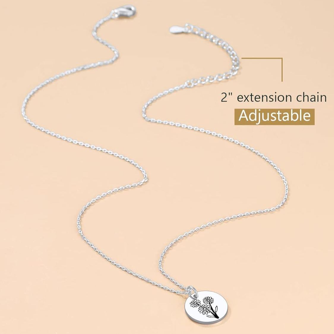 Birth Flower Disc Necklaces