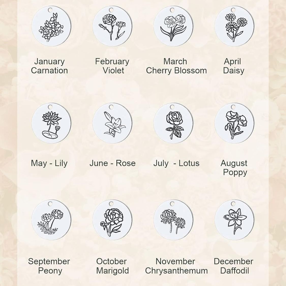 Birth Flower Disc Necklaces